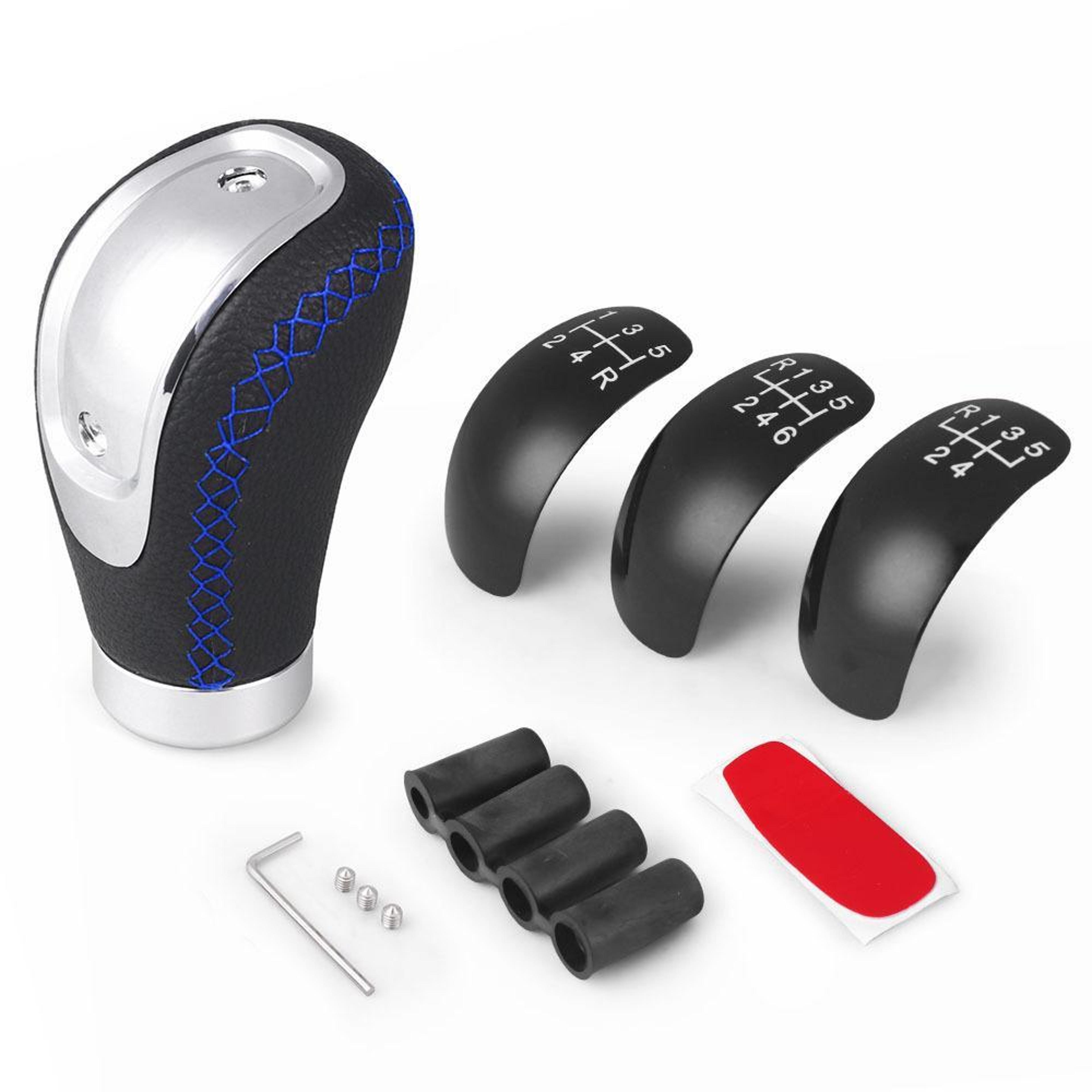 universal pu shift knob gear shift lever with 3 position dial for manual transmission cars