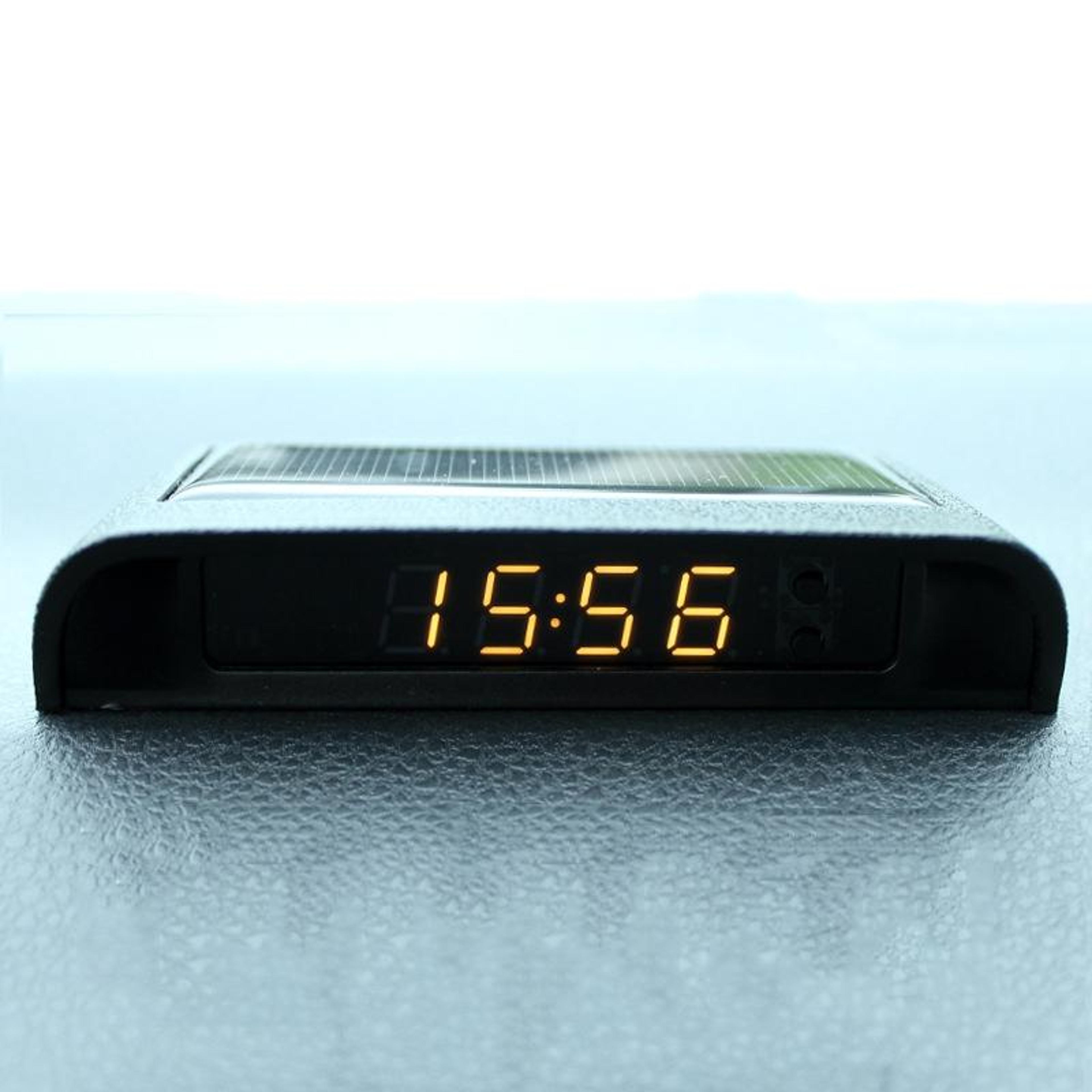 solar powered car dashboard clock with temperature display and auto night light