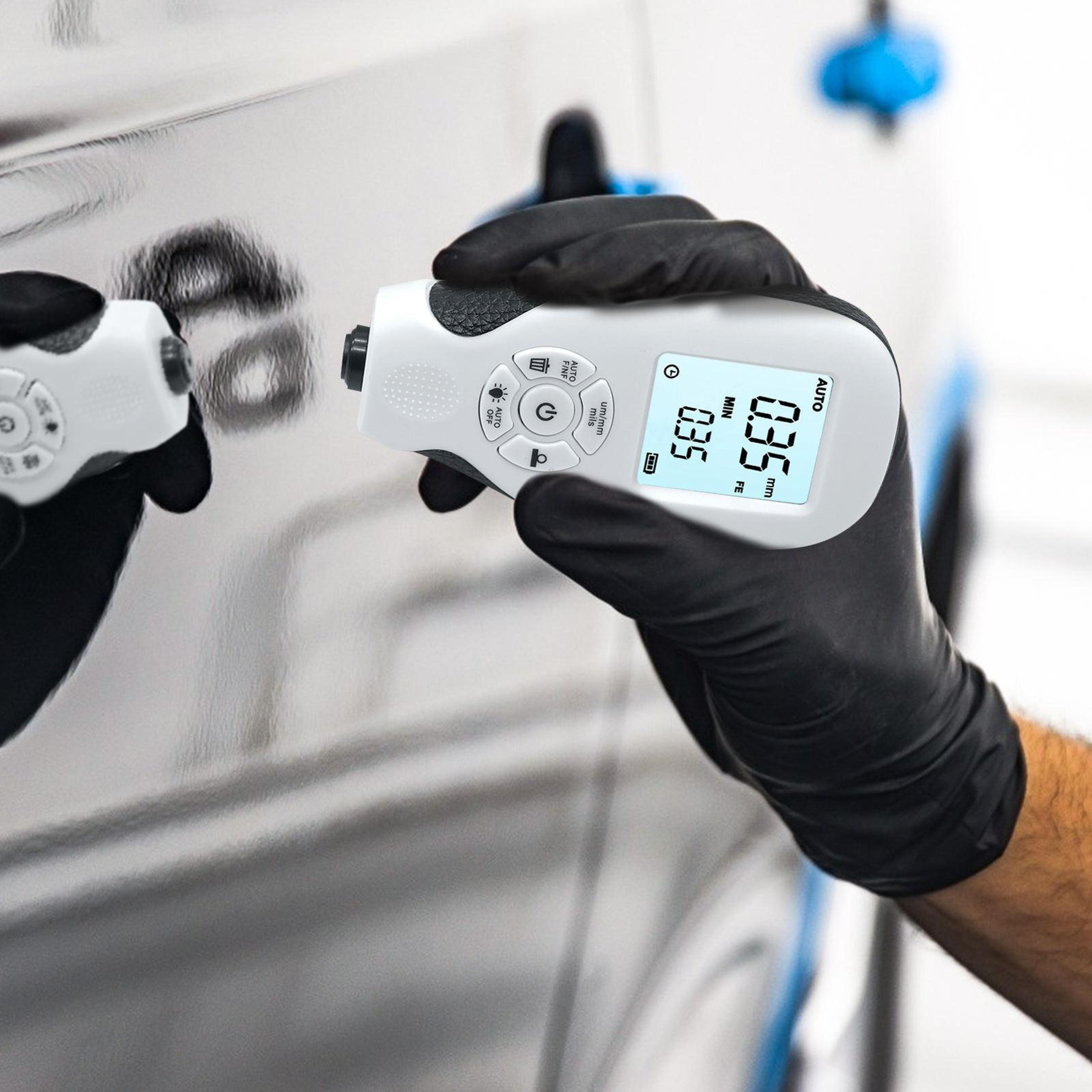 precision auto paint thickness gauge with backlit display & multi point calibration