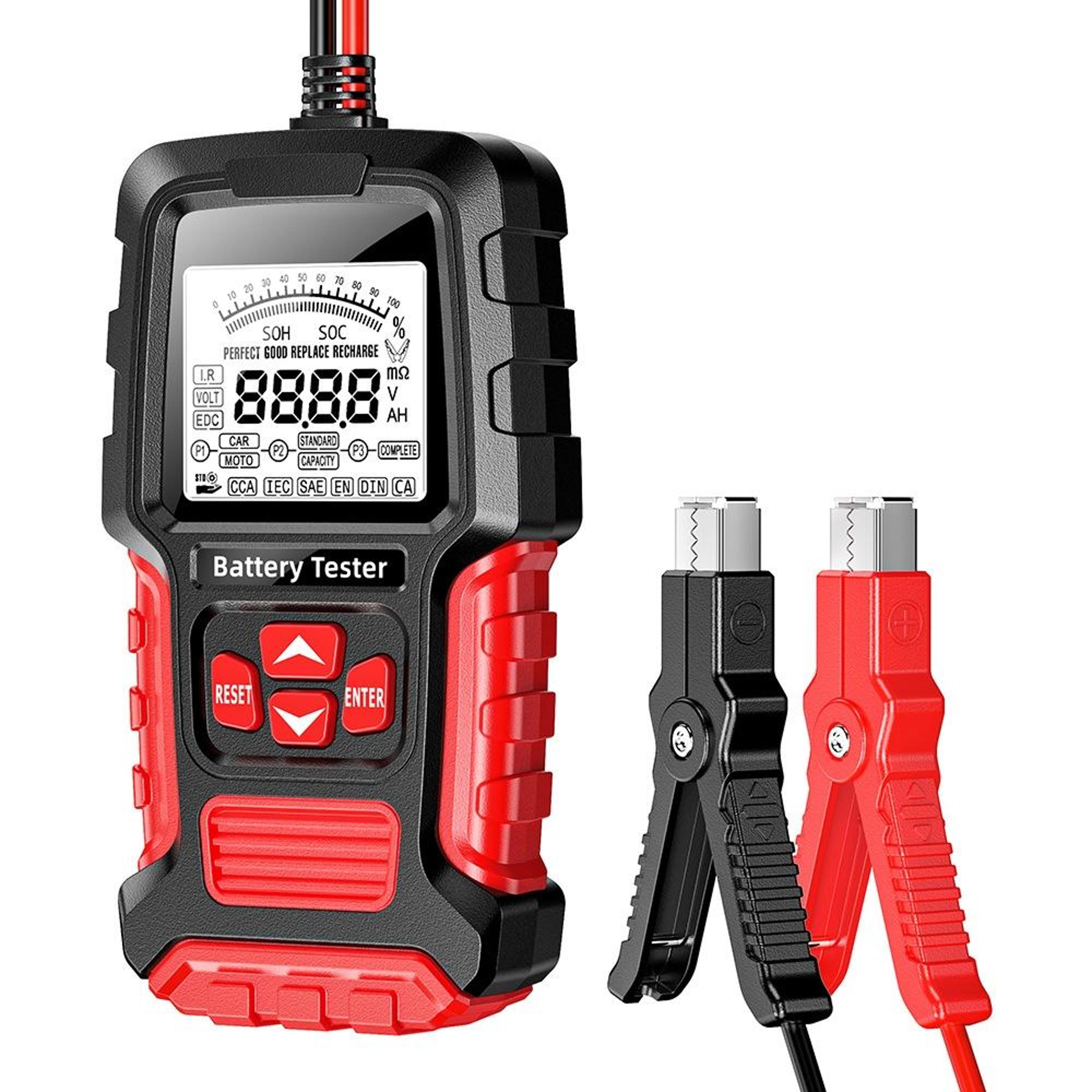 foxsur digital battery tester for cars & motorcycles with voltage & capacity analysis