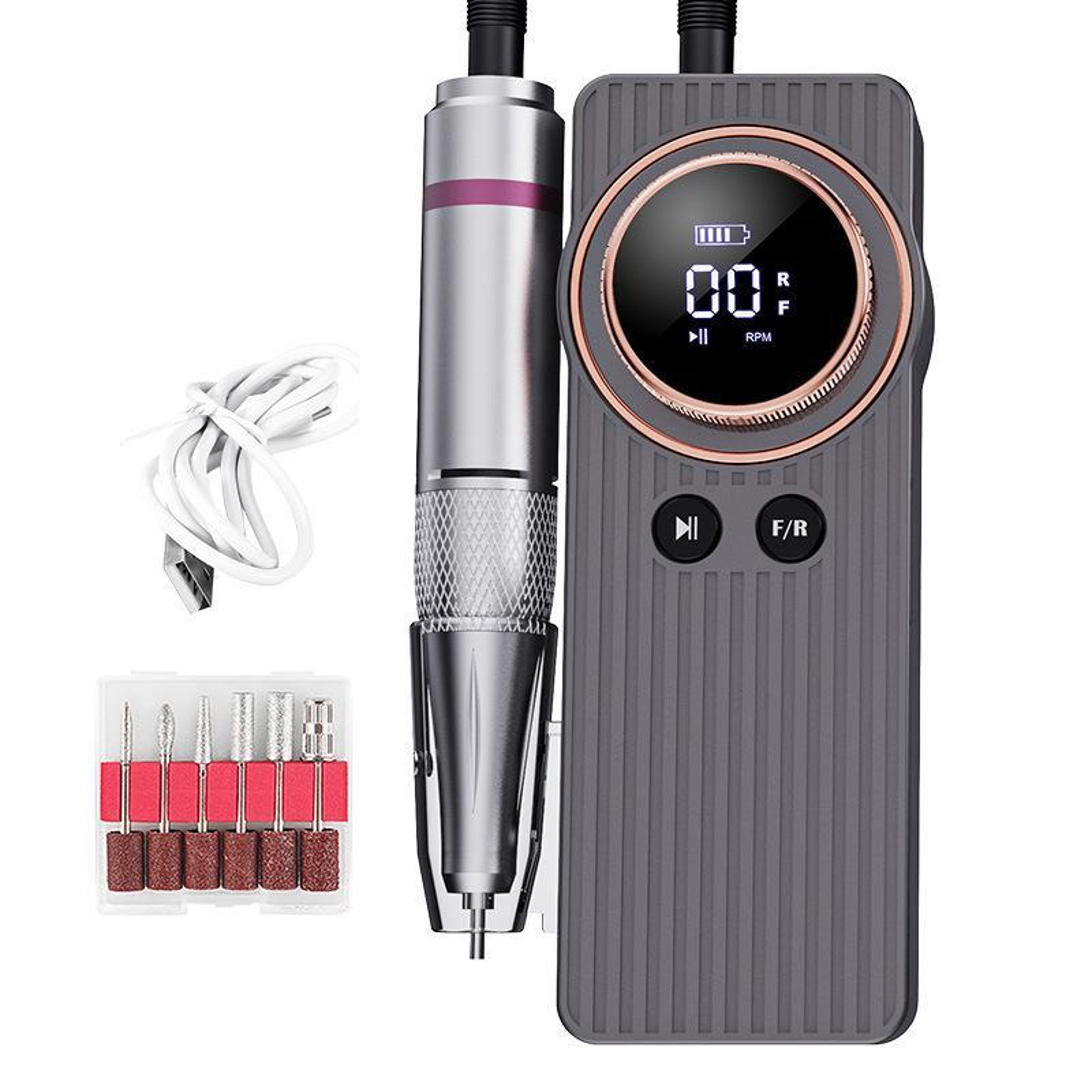 blueque 35000rpm rechargeable nail drill machine with lcd display for professional nail care