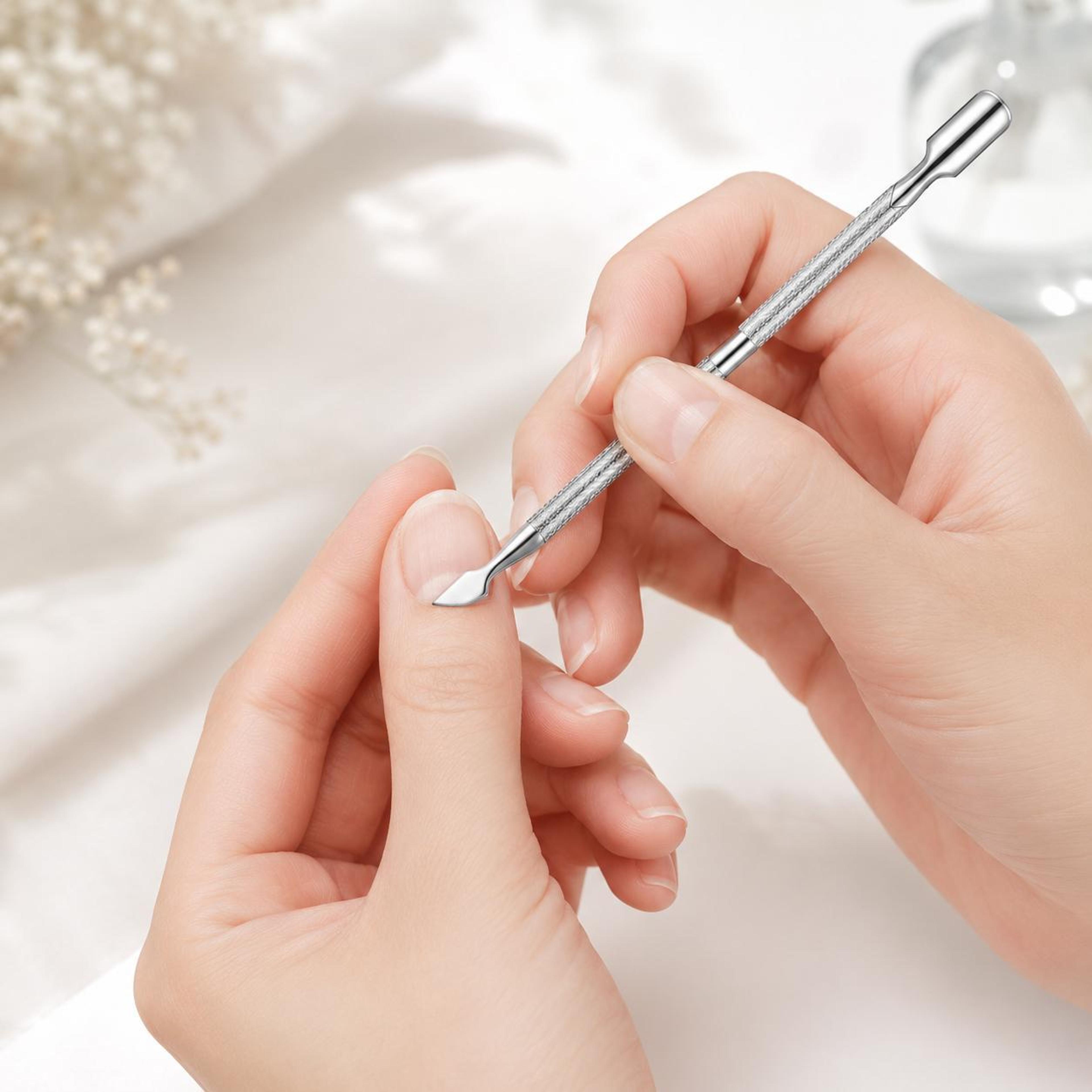 professional stainless steel cuticle pusher & nail cleaner tool for manicure and nail care