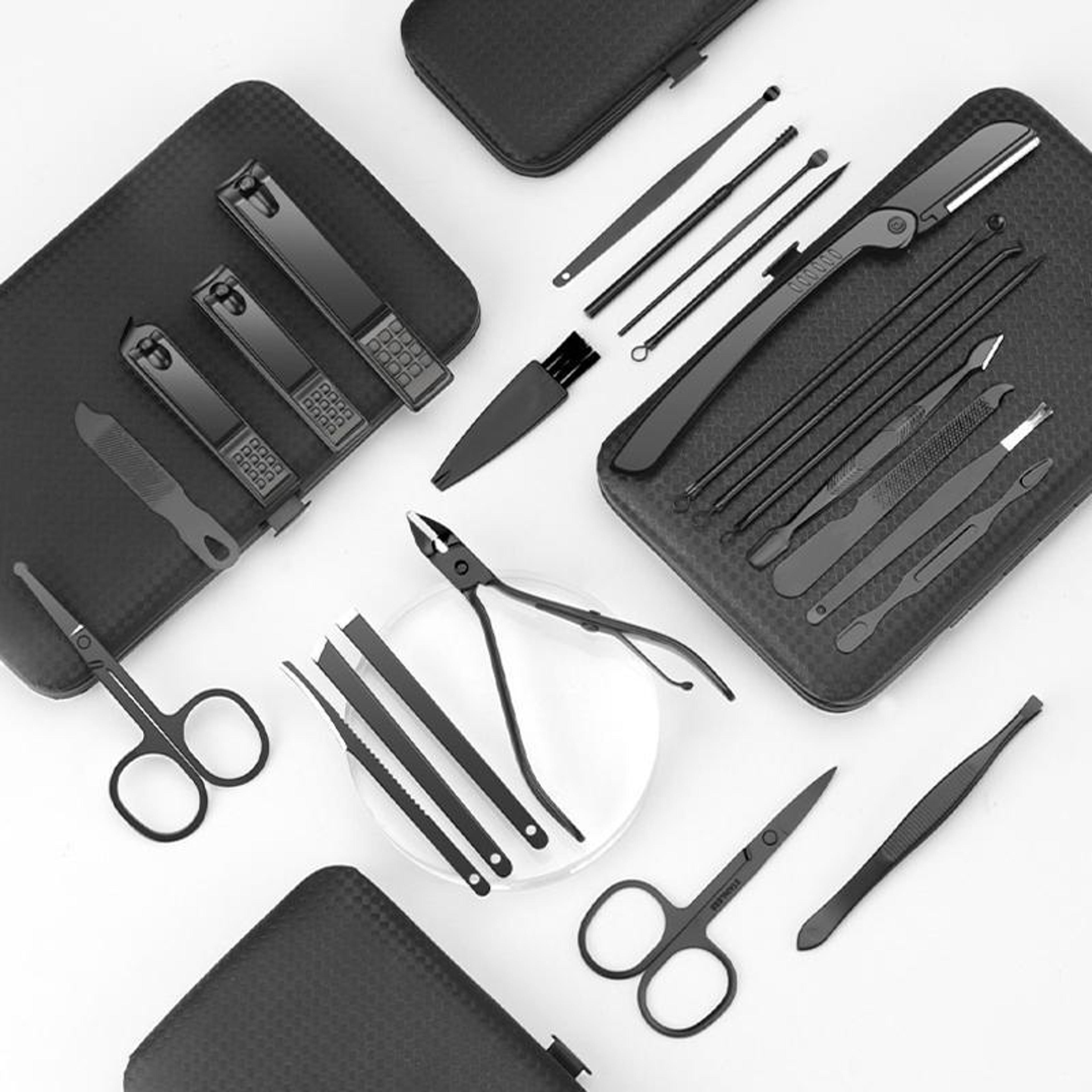 precisioncare 7 piece manicure set & pedicure kit with portable travel case
