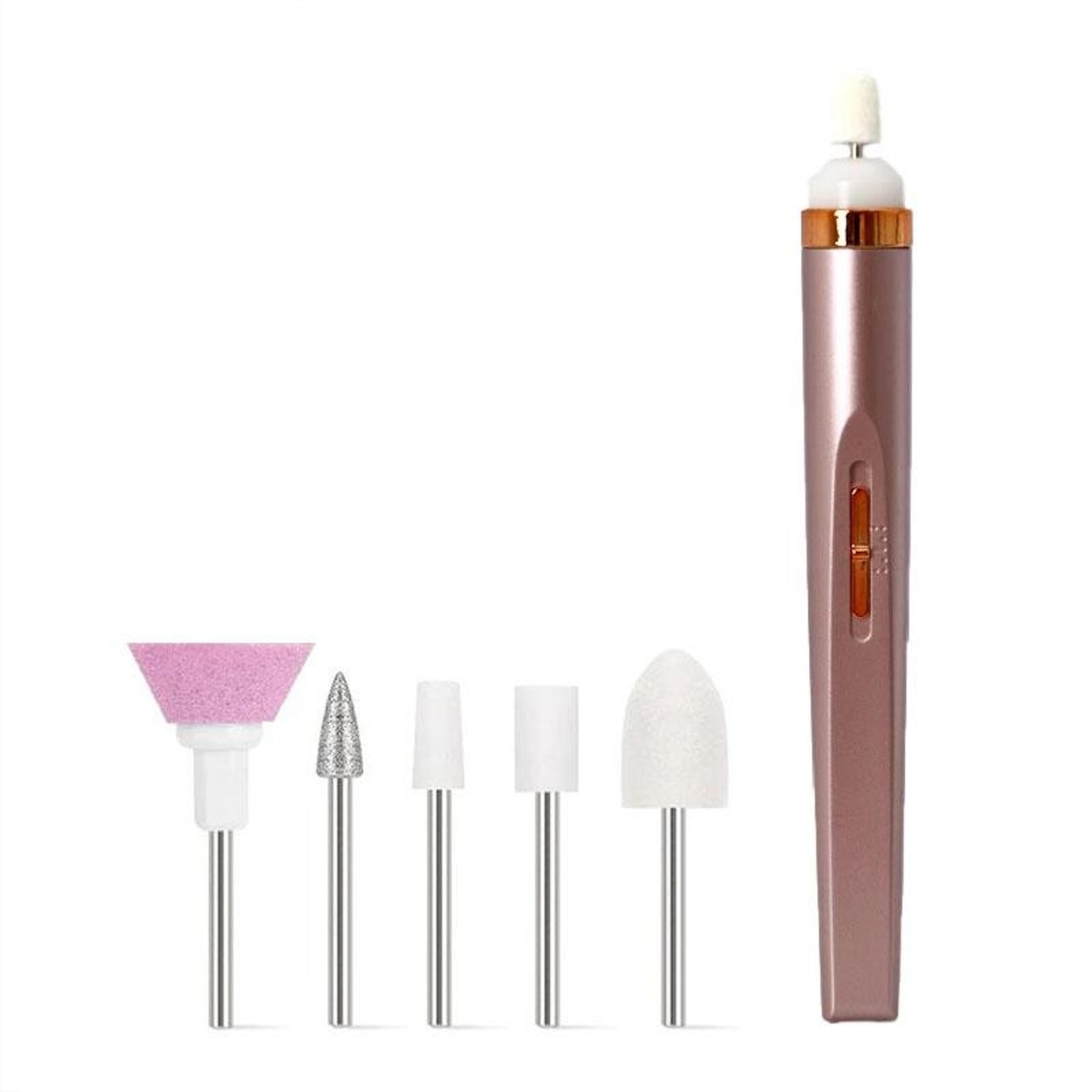 lumismooth portable electric nail grinder with led light & 5 precision filing heads
