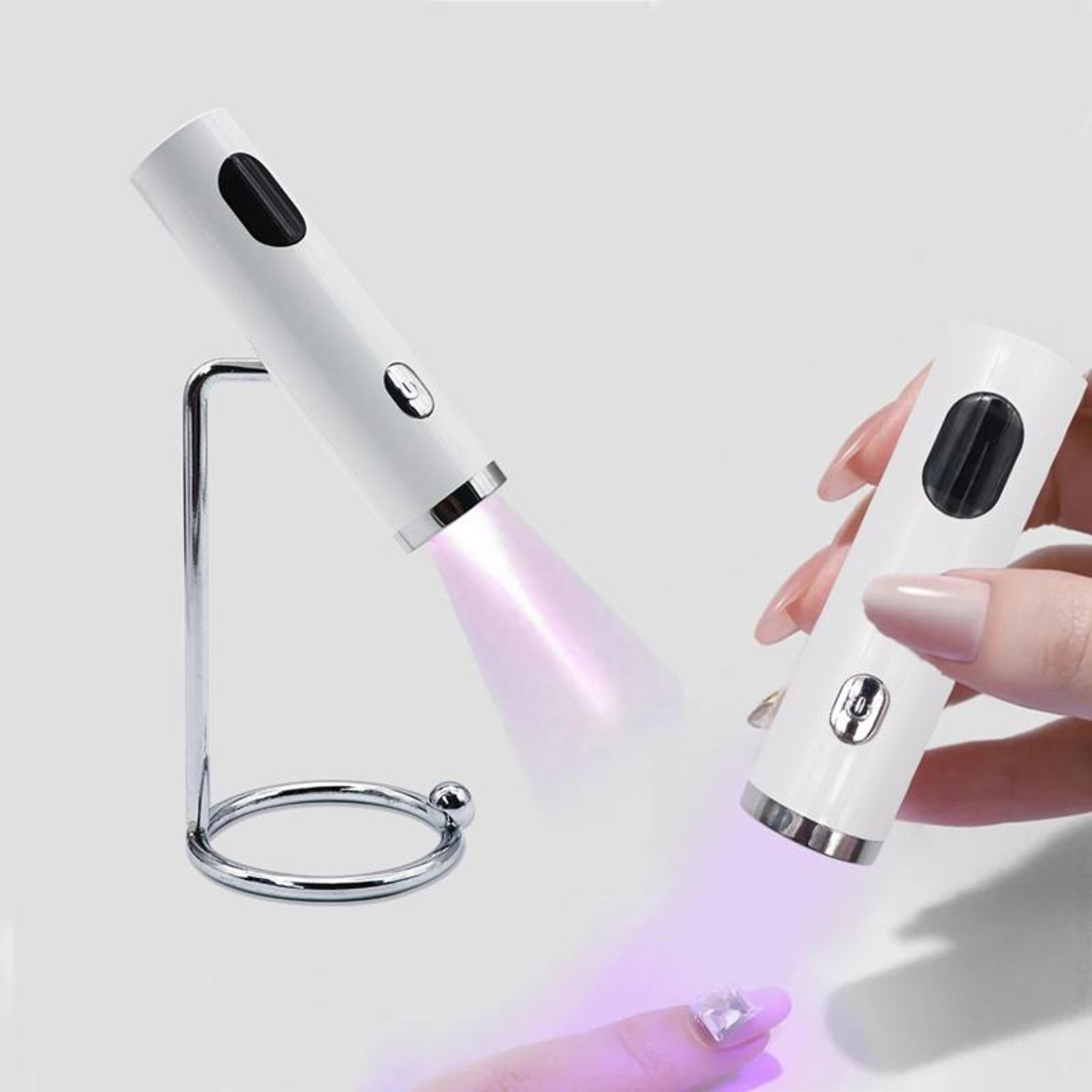 portable mini uv nail lamp with stand & silicone stamper for fast gel nail curing