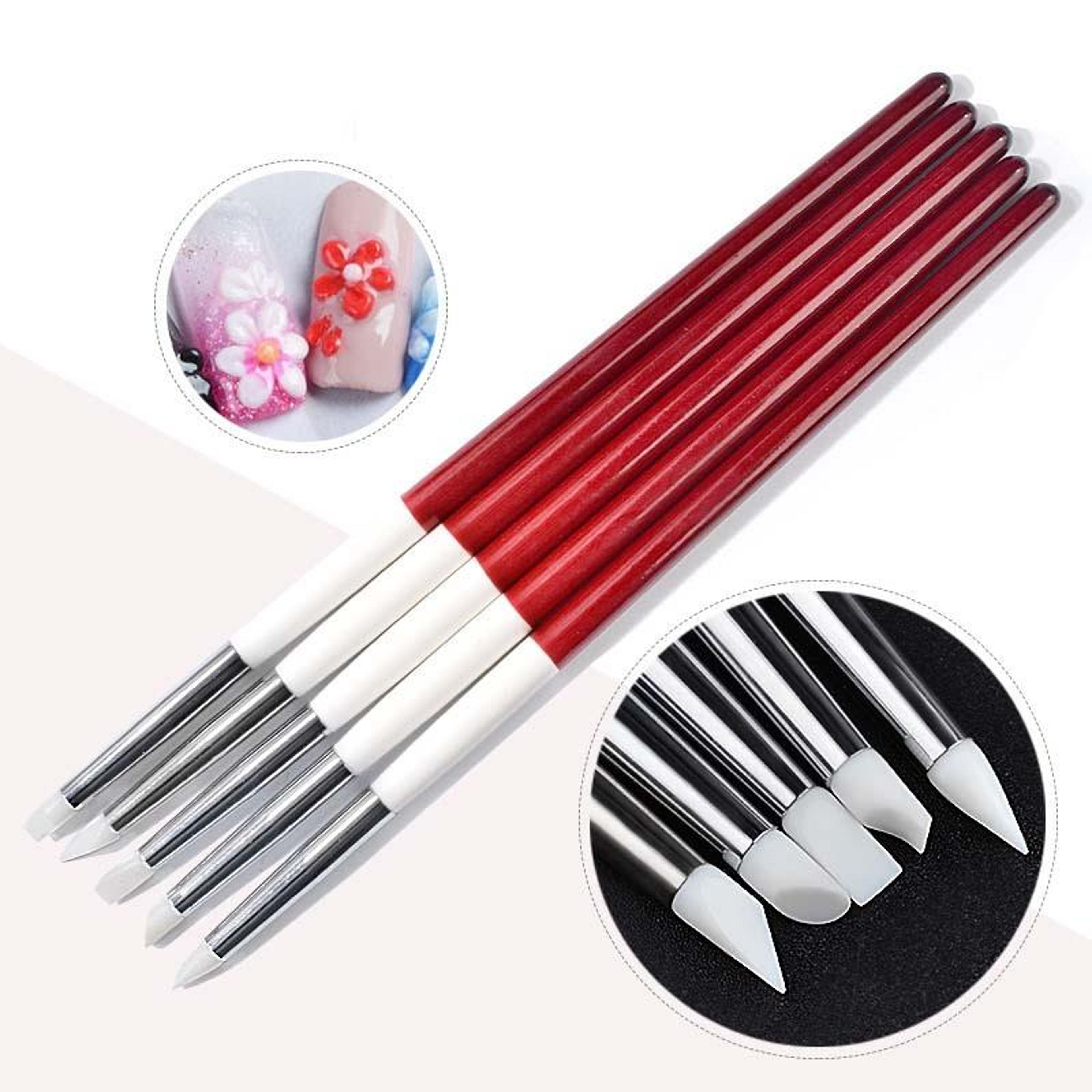 5 piece silicone nail art pen set precision nail sculpting tools for diy & salon manicures