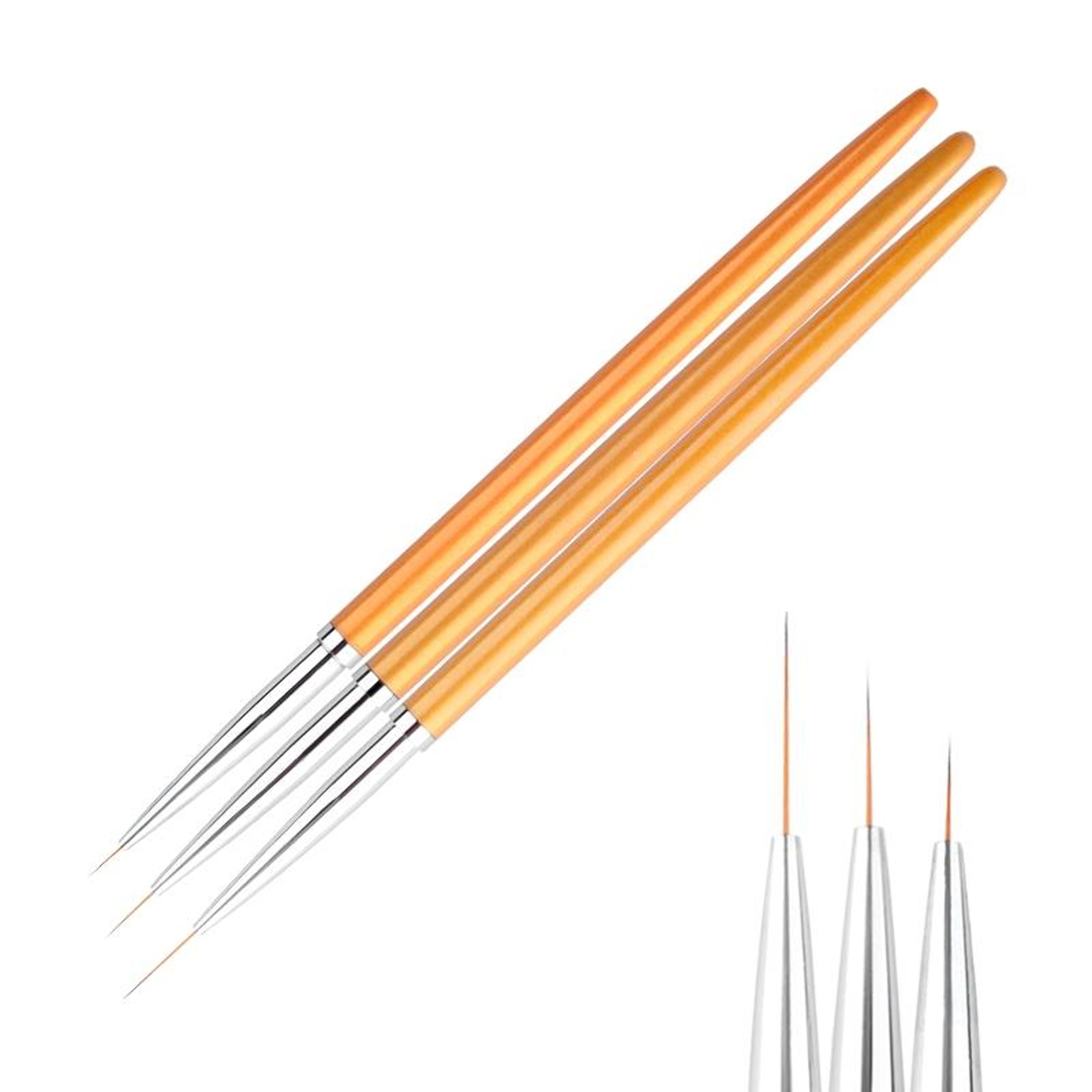 gold precision nail art brushes set 3pcs uv gel nail liner brush kit for professional manicure designs