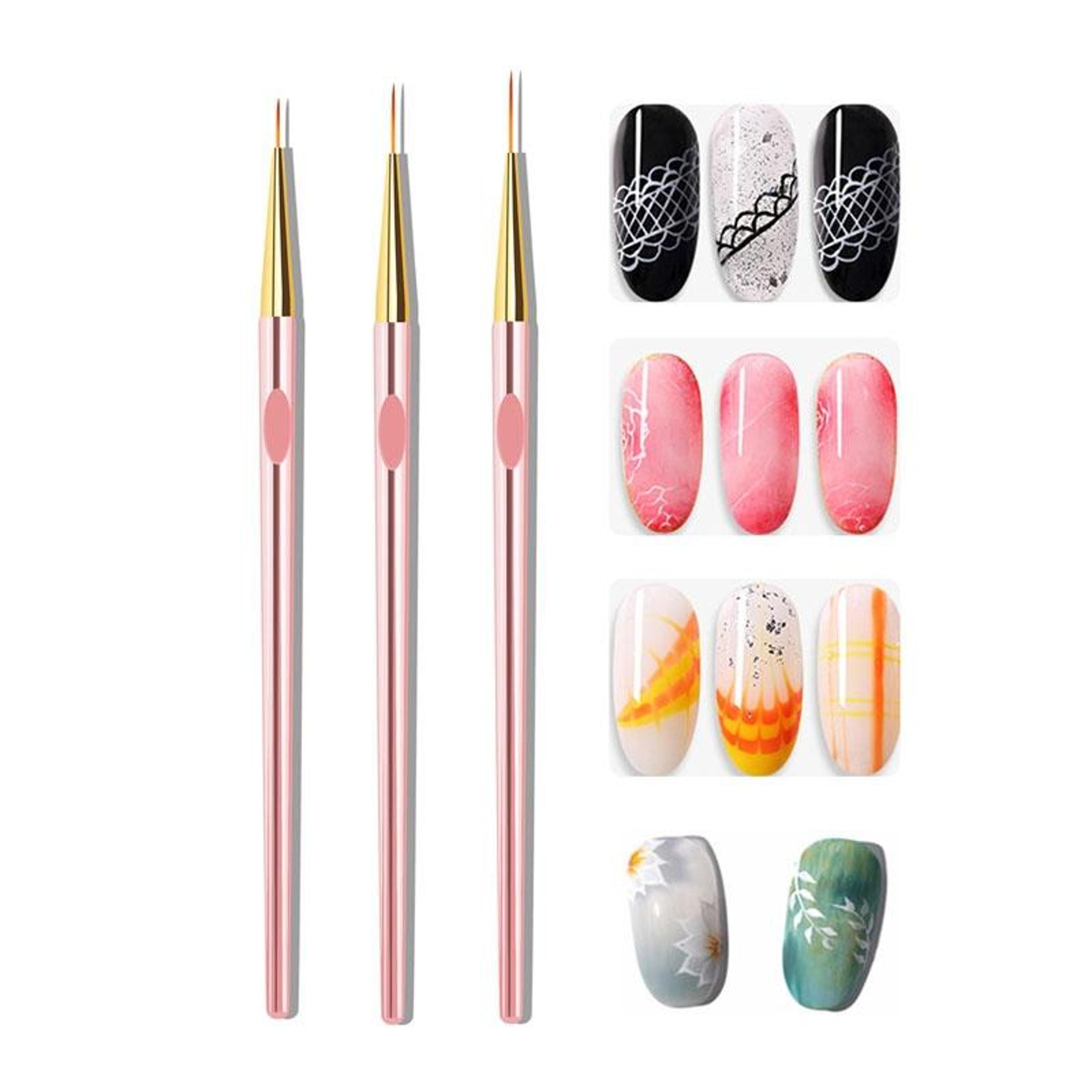 3 piece nail art detail brush set professional nail art liner & flower painting pens