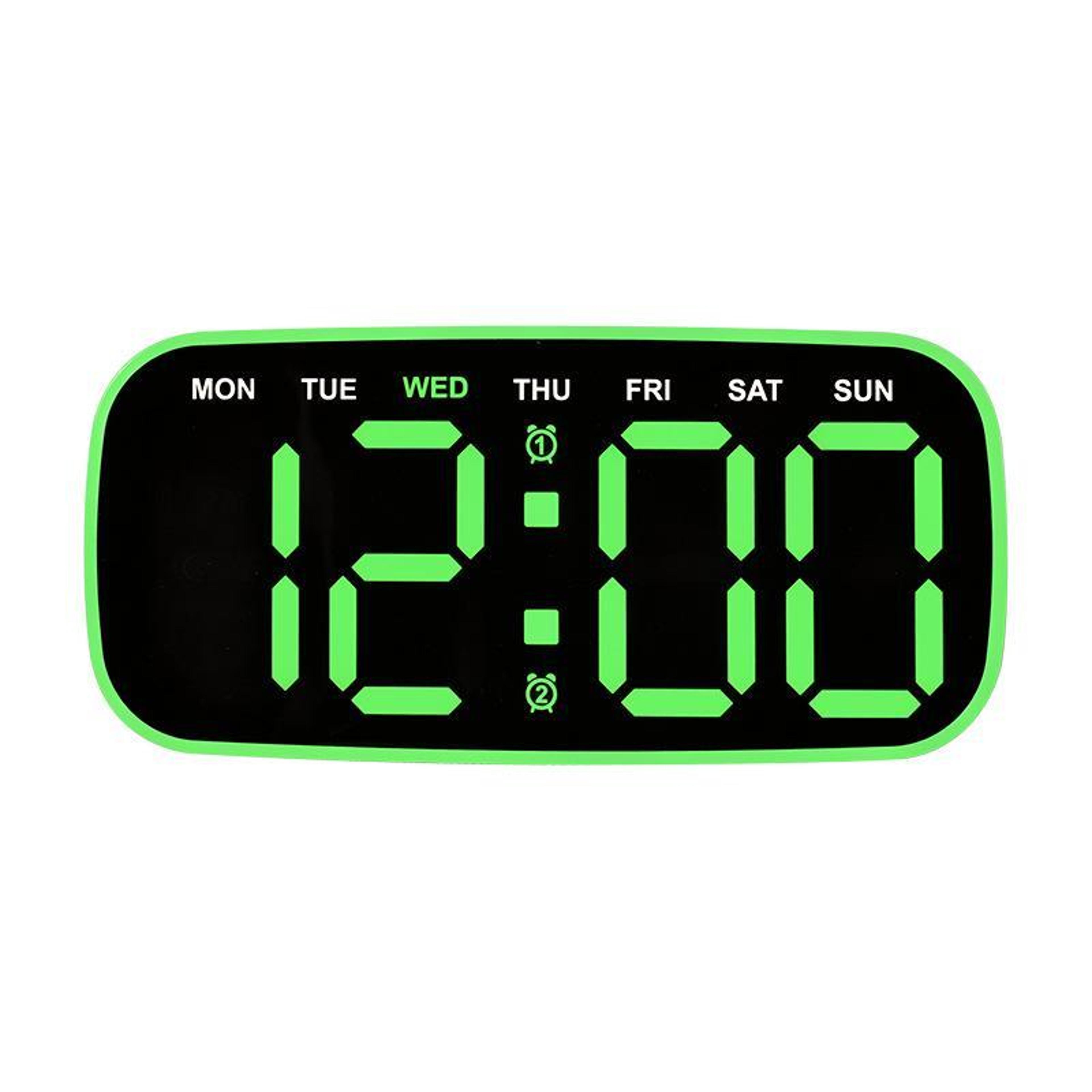 lumiview large display led digital wall & desk clock with date, temperature & adjustable brightness