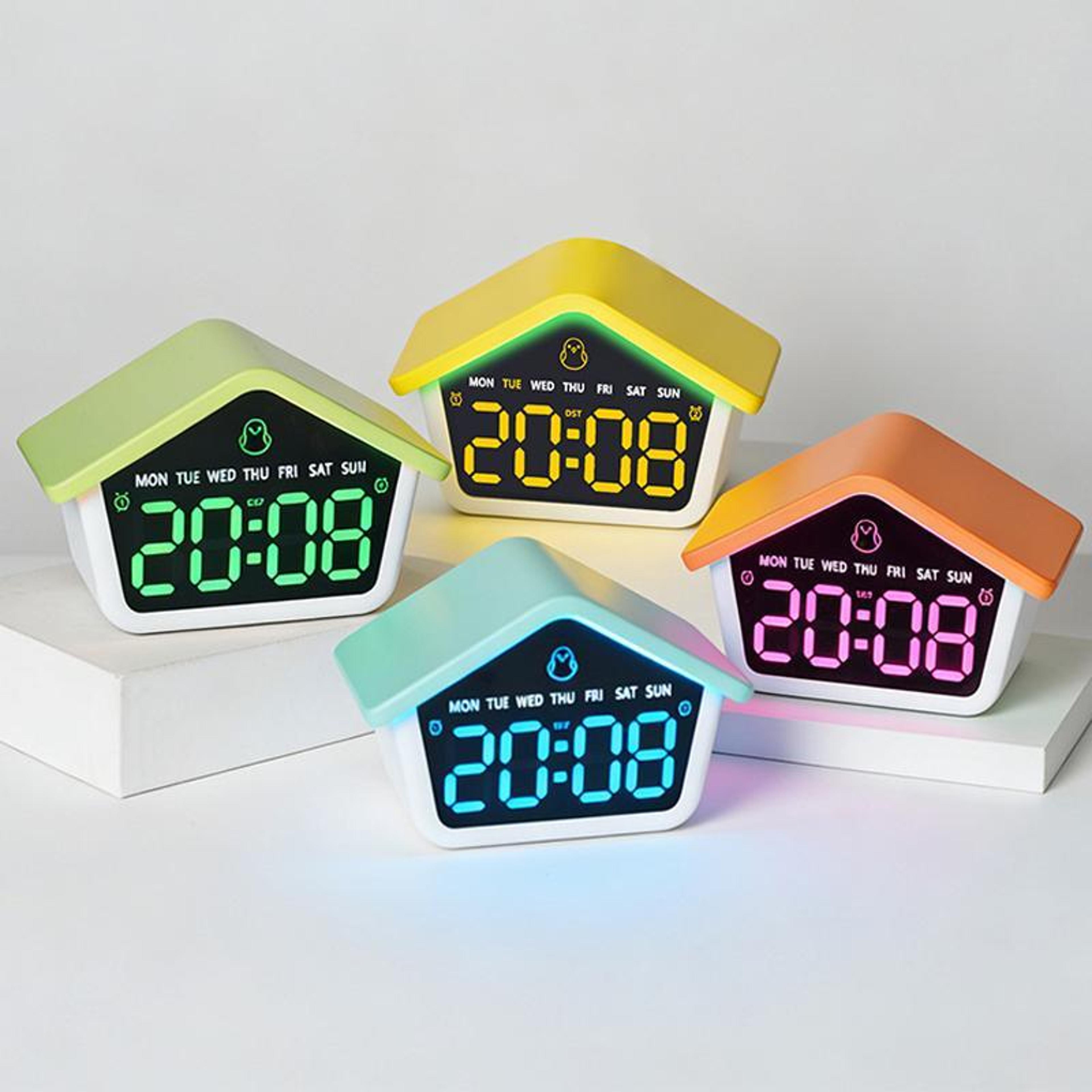 lumicabin led digital alarm clock with 8 color night light, dual alarm & snooze