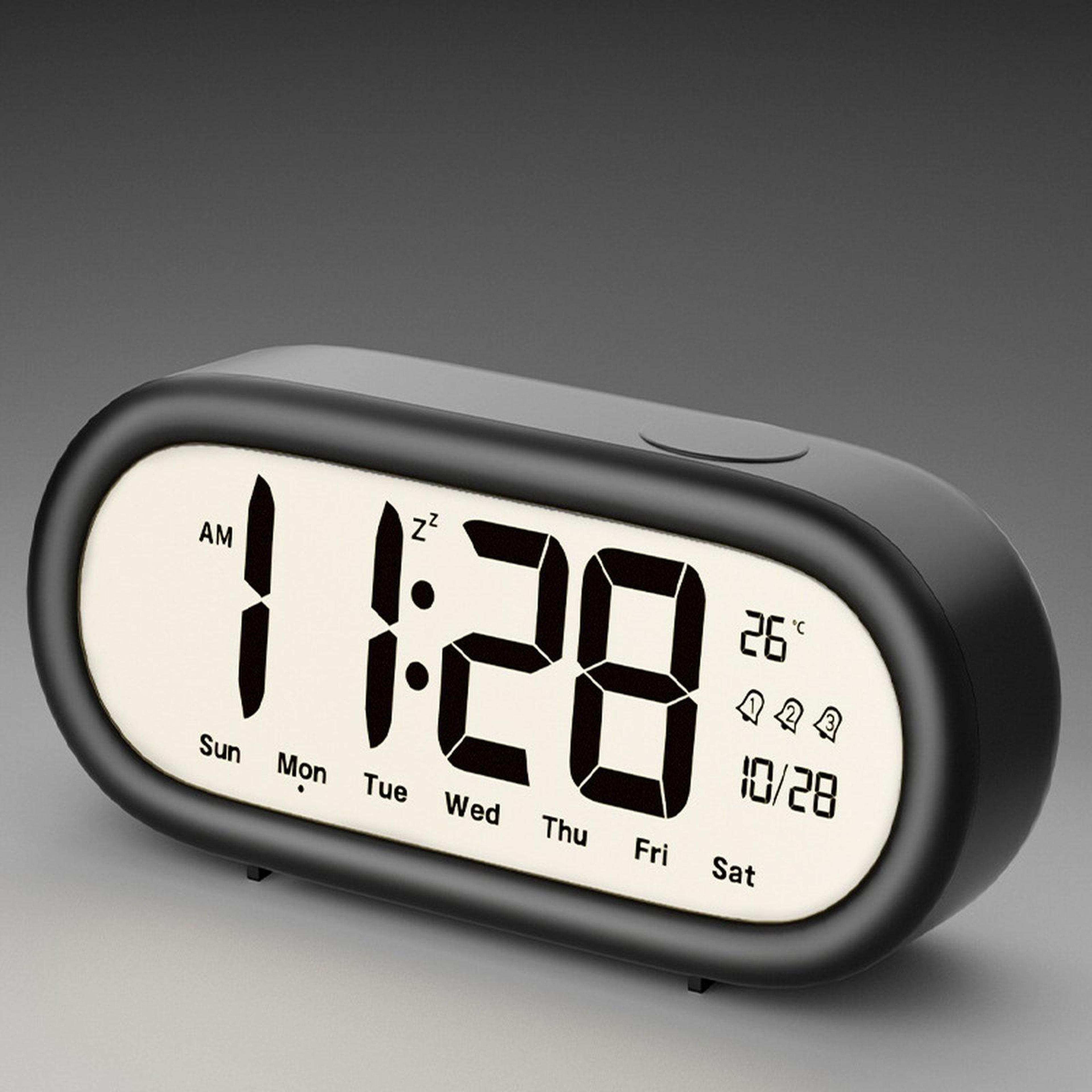 wakesure battery operated digital alarm clock with 3 alarms, temperature display & backlight