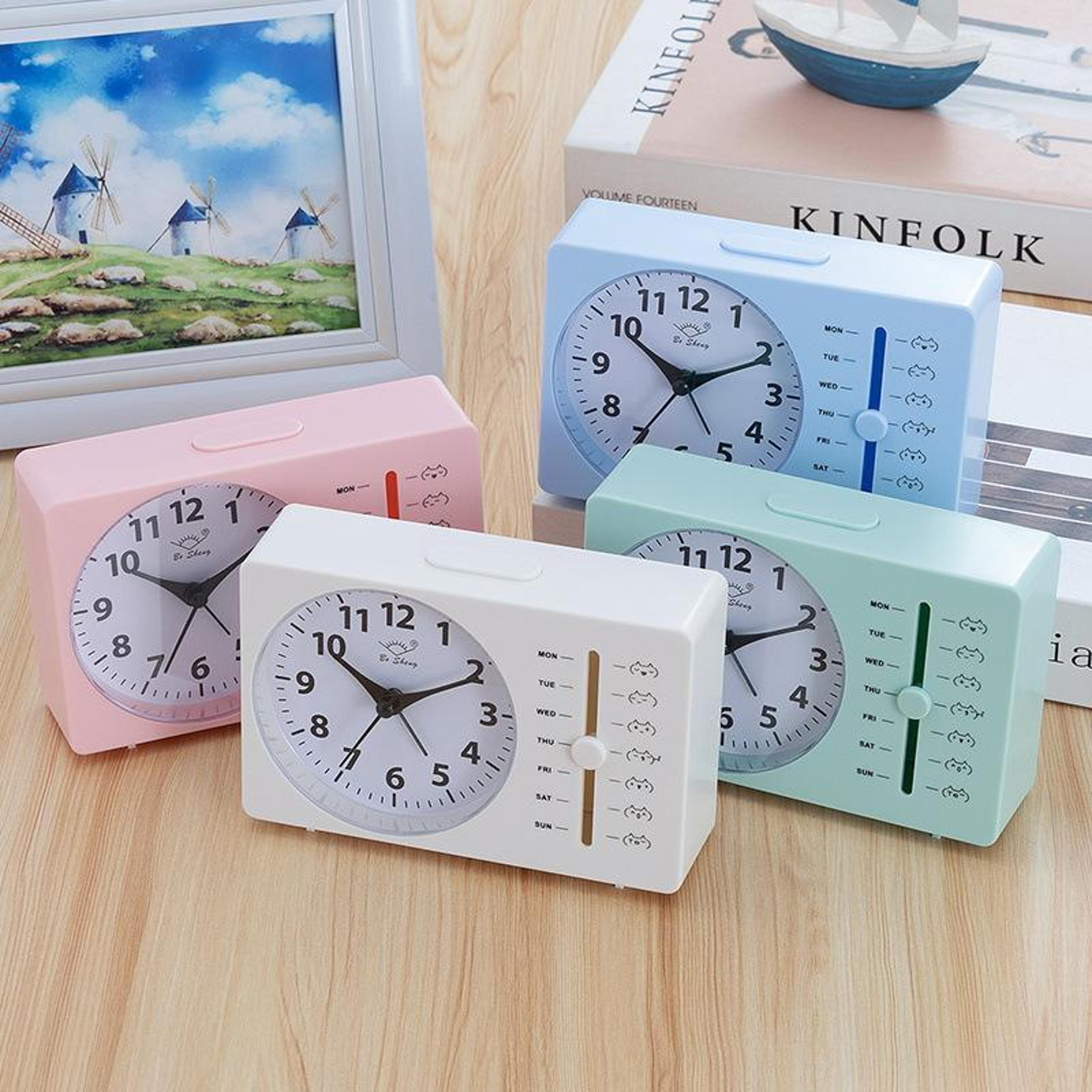 bo sheng silent weekly alarm desk clock with digital display & quartz movement