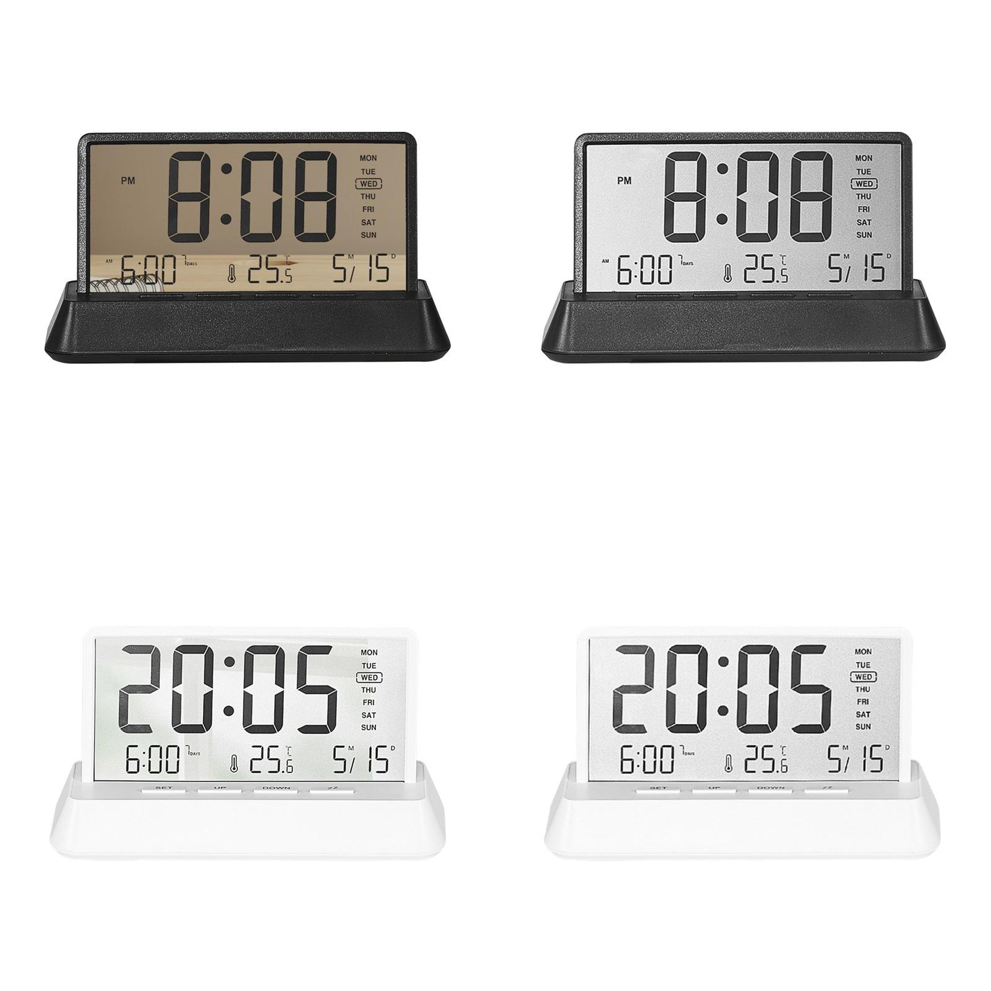 smart led alarm clock with temperature display, calendar & snooze function