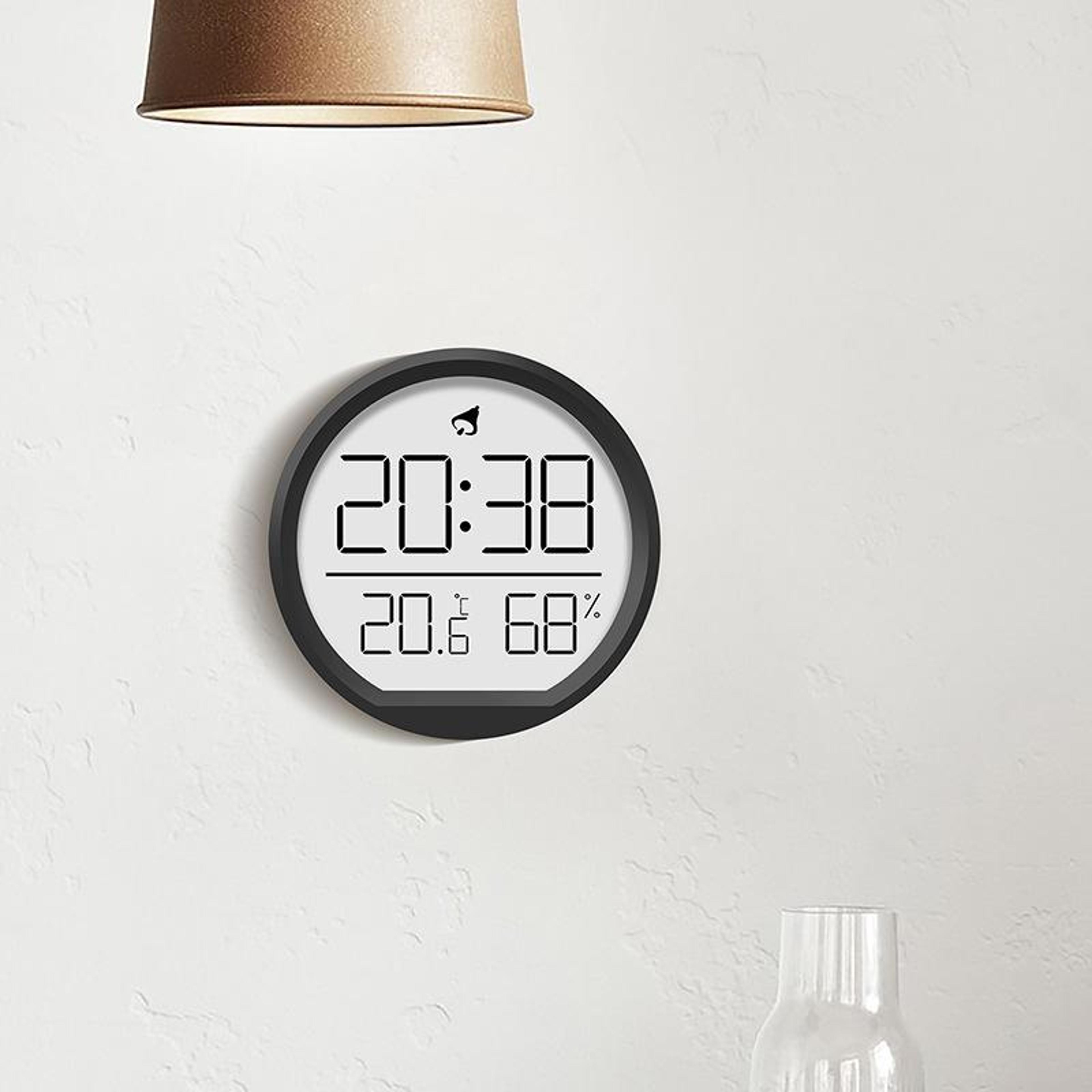 slim magnetic digital clock with thermometer & hygrometer for home and office