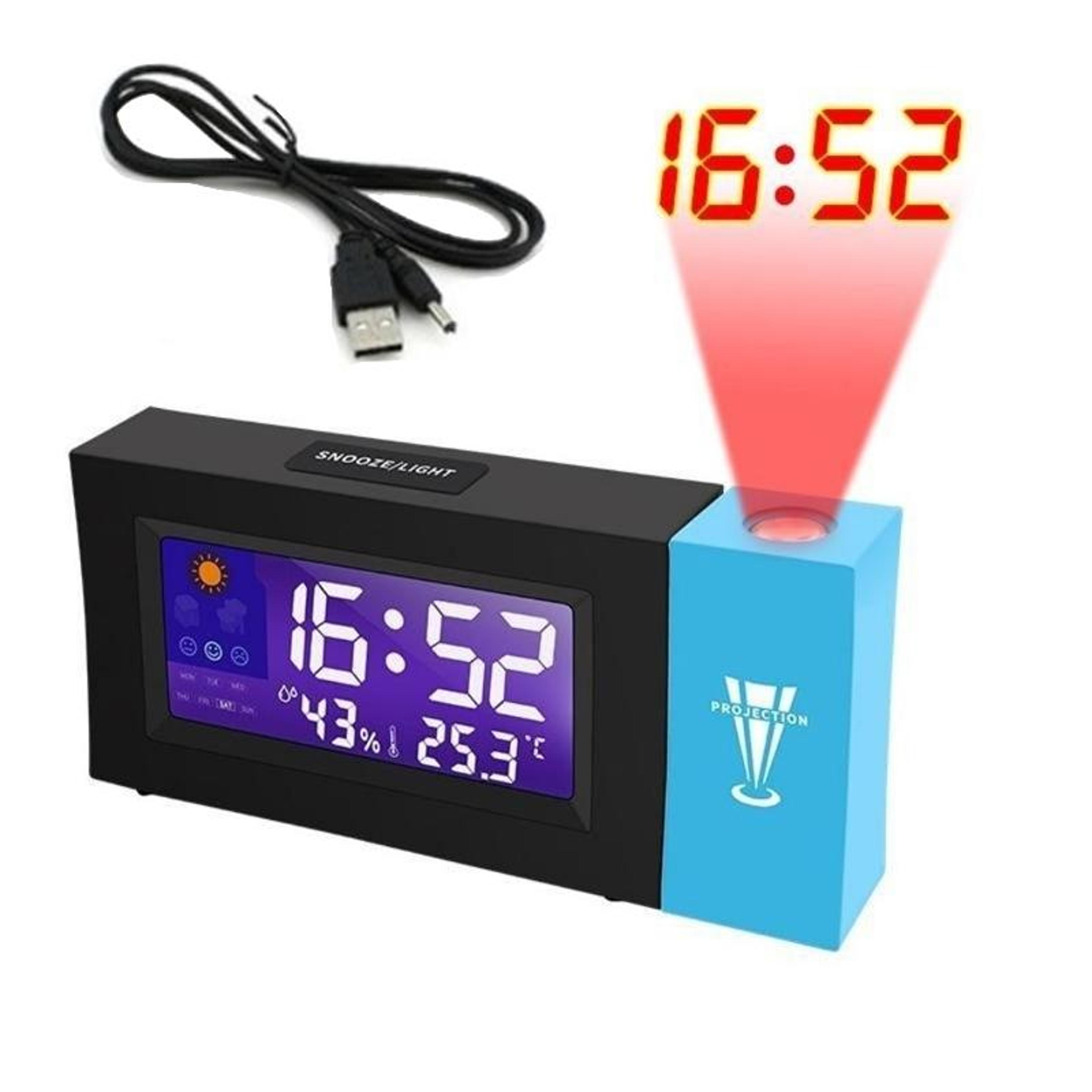 smart projection weather forecast alarm clock with color display & usb power