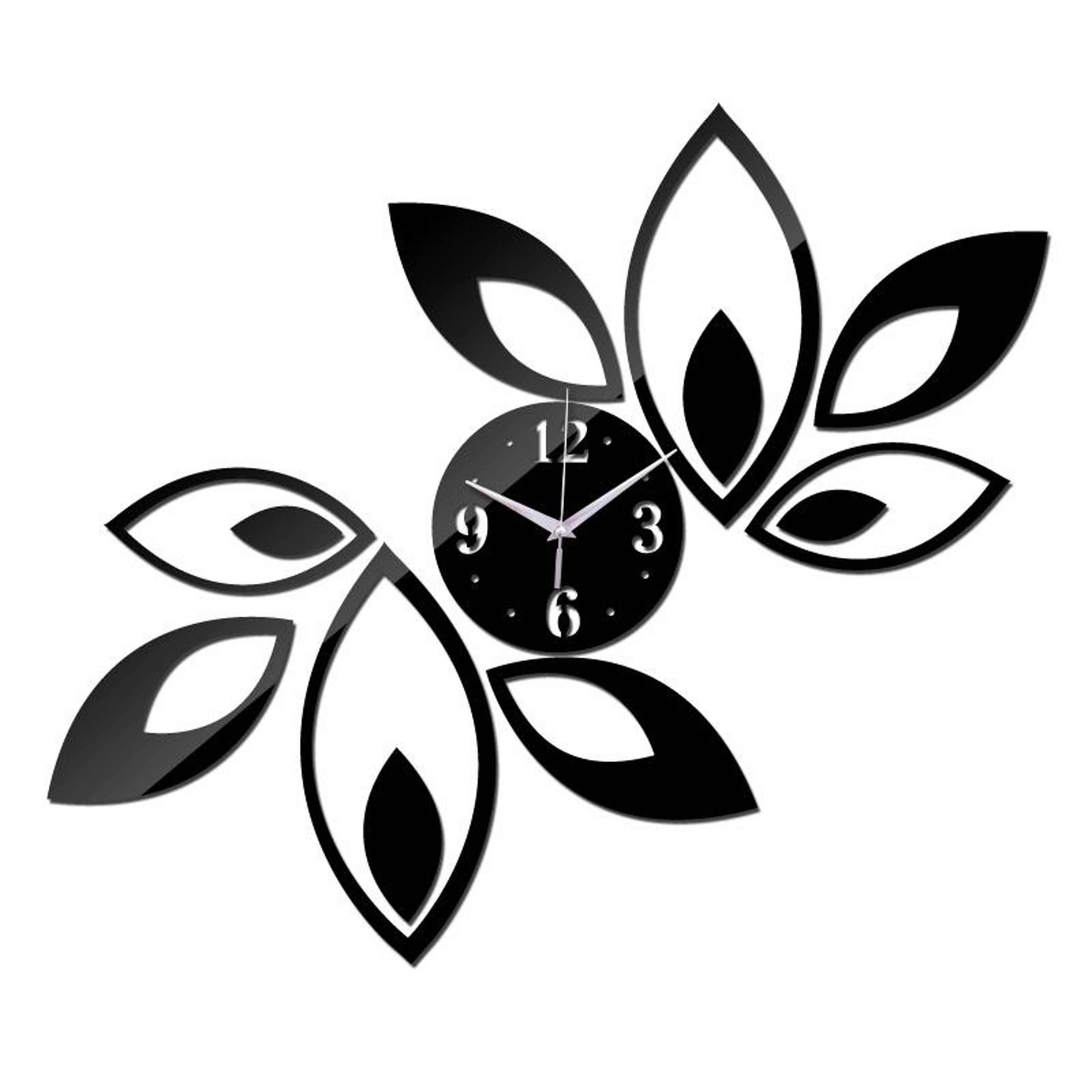 crystal bloom 3d mirror wall clock sticker modern diy acrylic floral wall decor