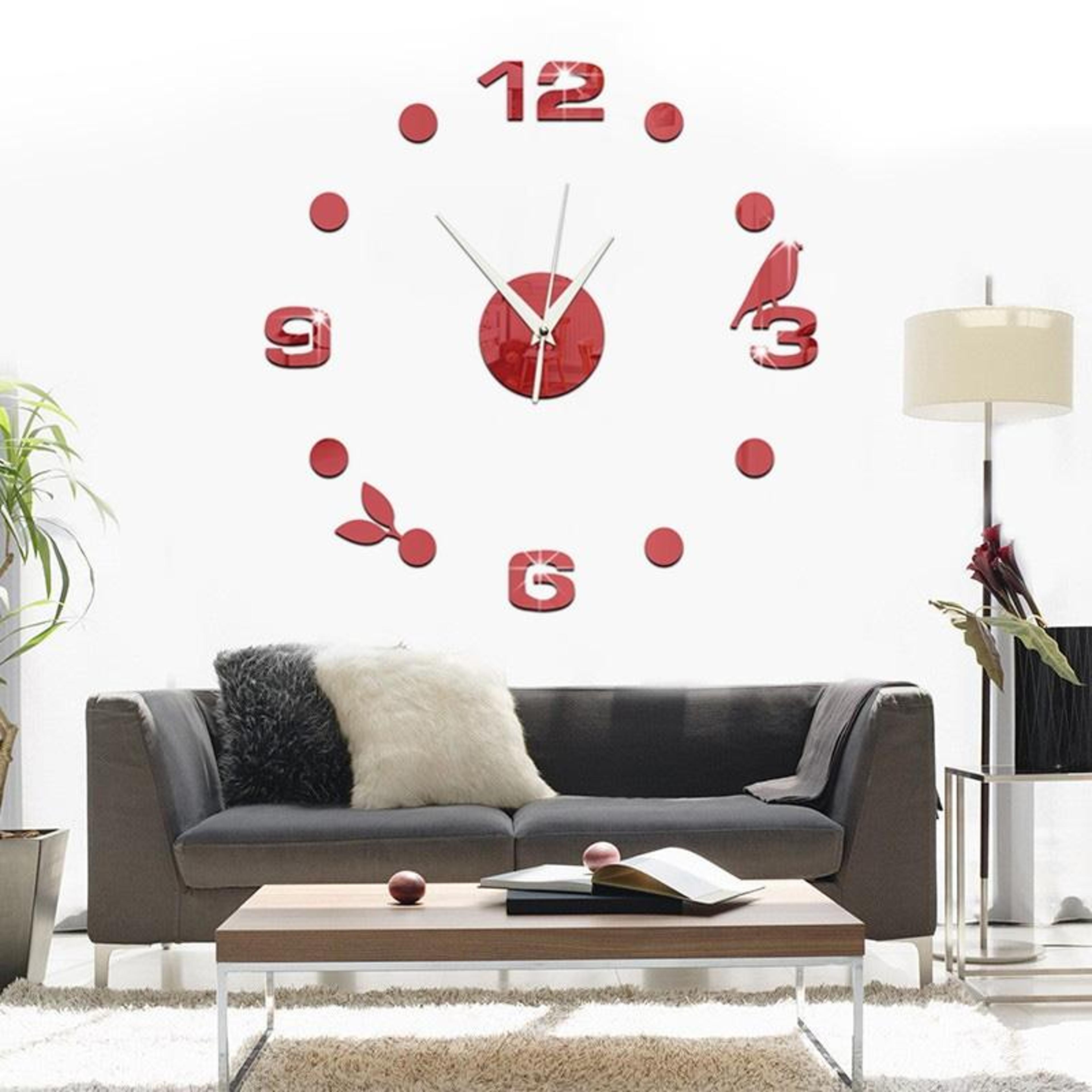 3d bird & leaf wall clock sticker modern decorative wall art for living room