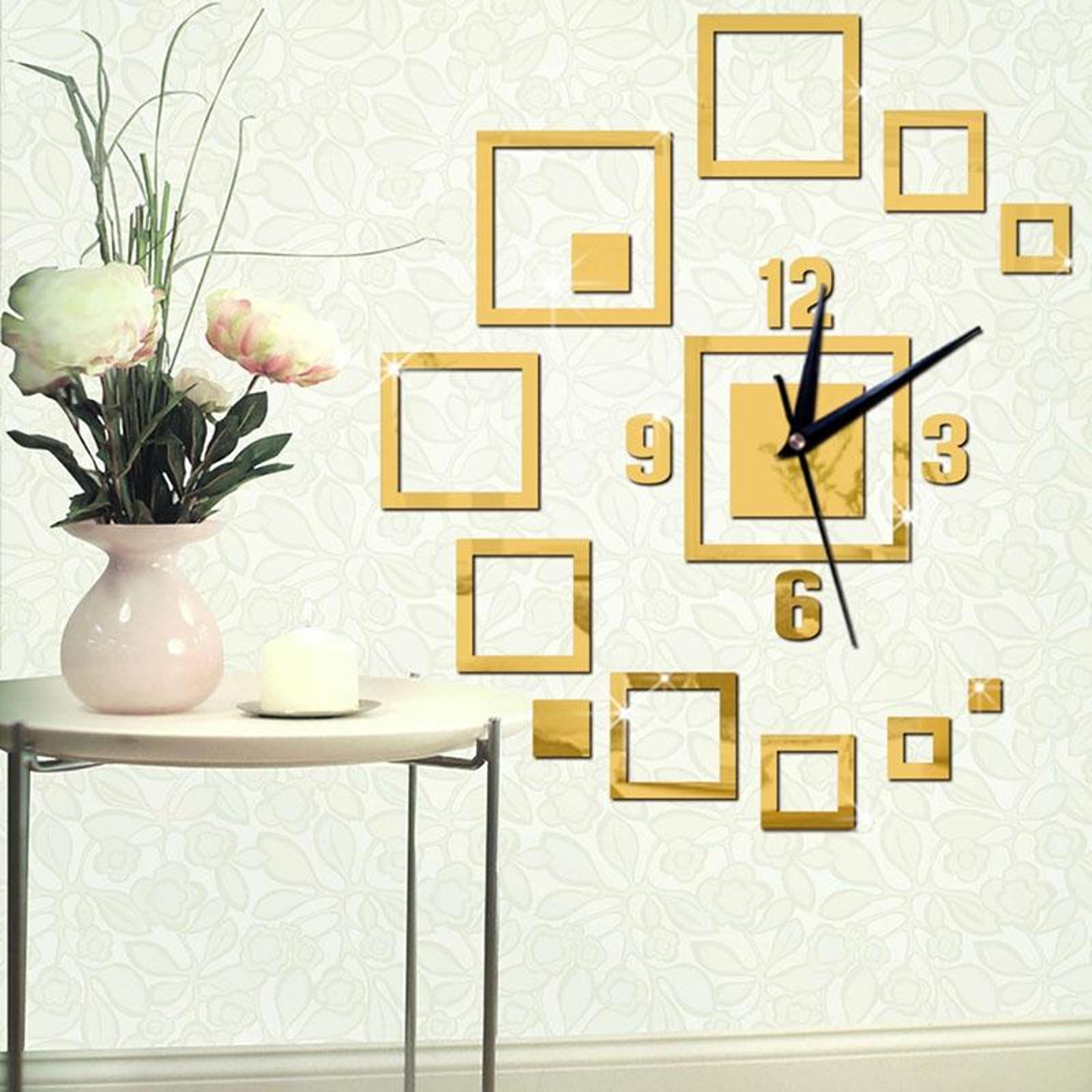 modern 3d mirror wall clock diy silent acrylic decorative clock for living room & bedroom