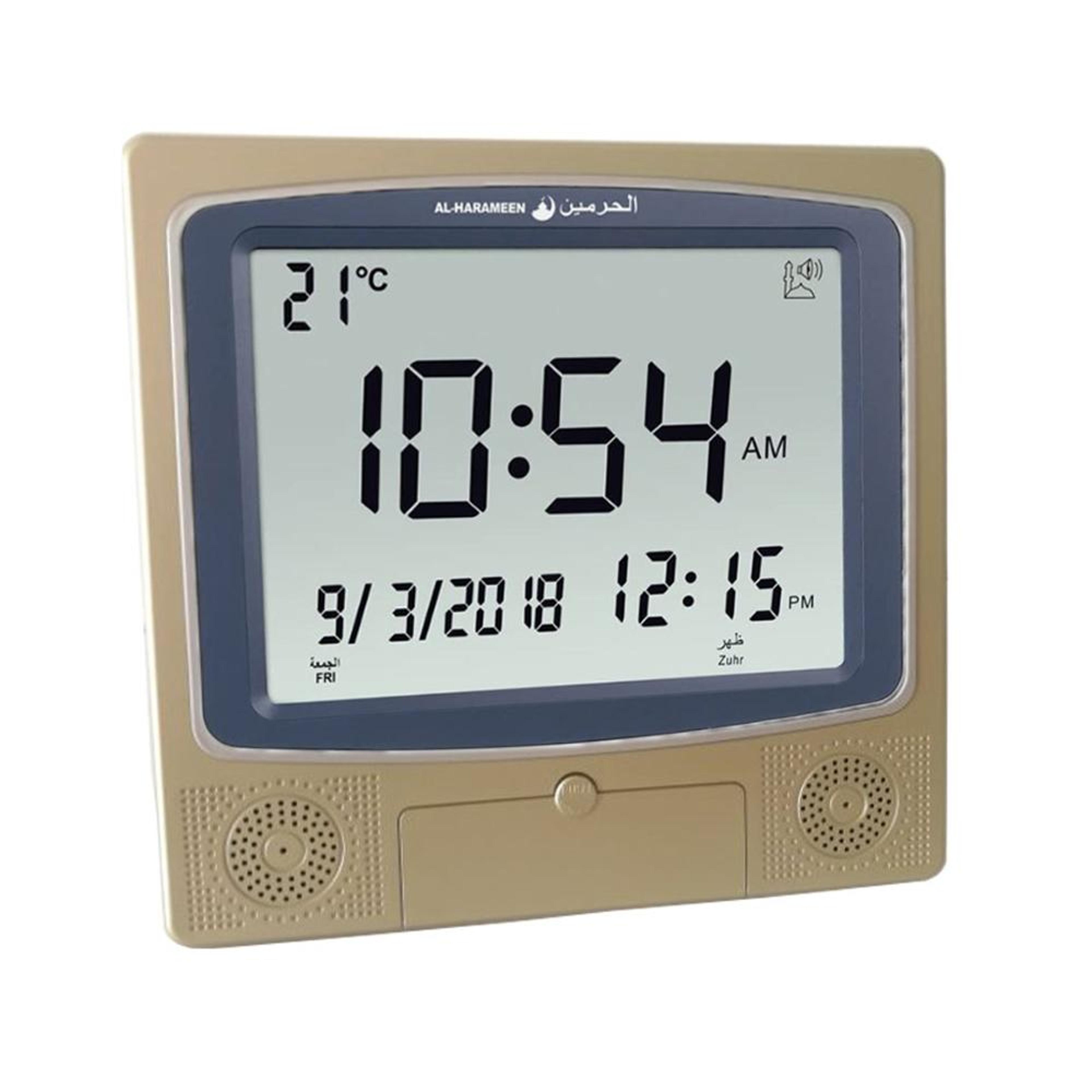 smart islamic prayer time alarm clock with hijri calendar & world time display