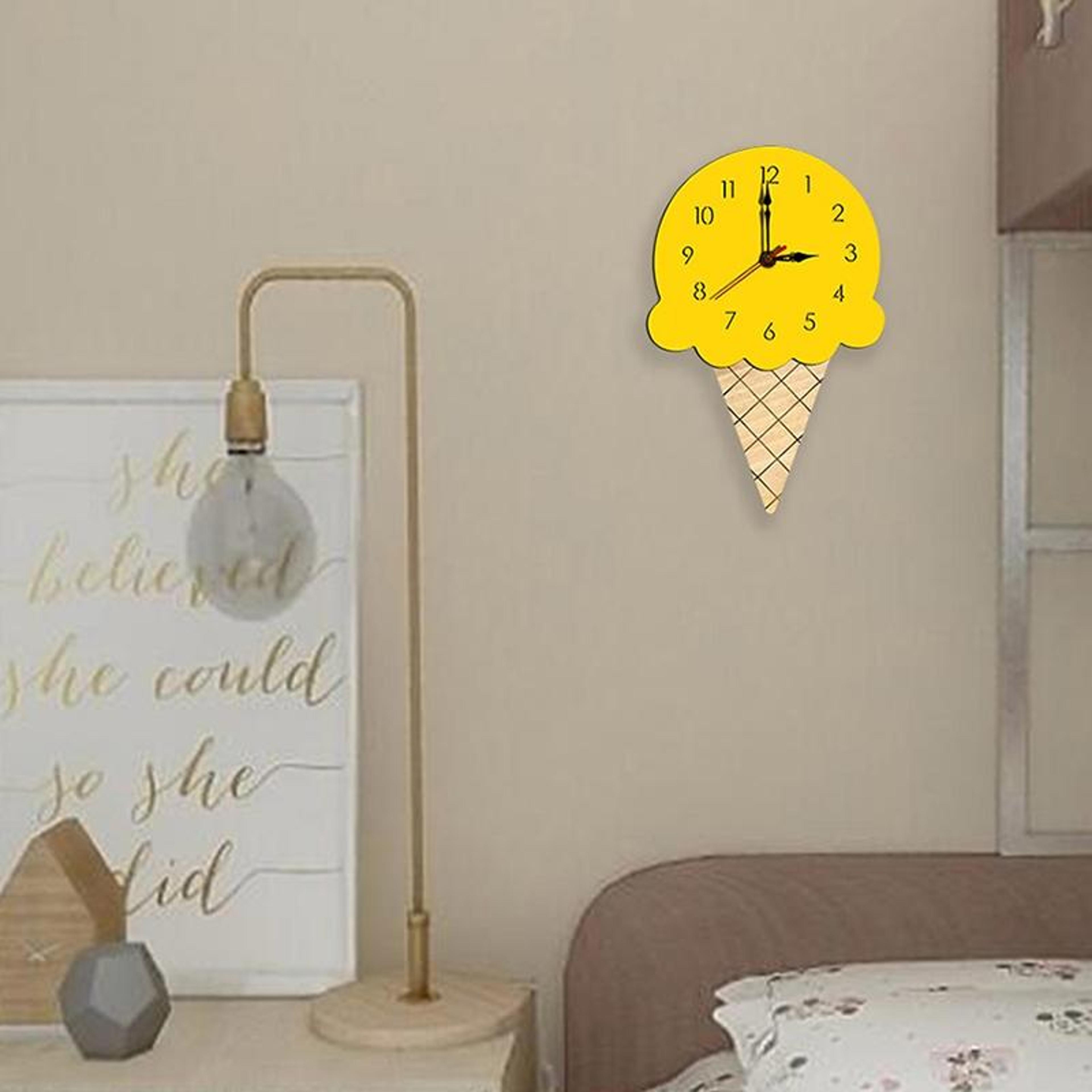 ice cream wall clock decorative kitchen wall decor with acrylic & wood design