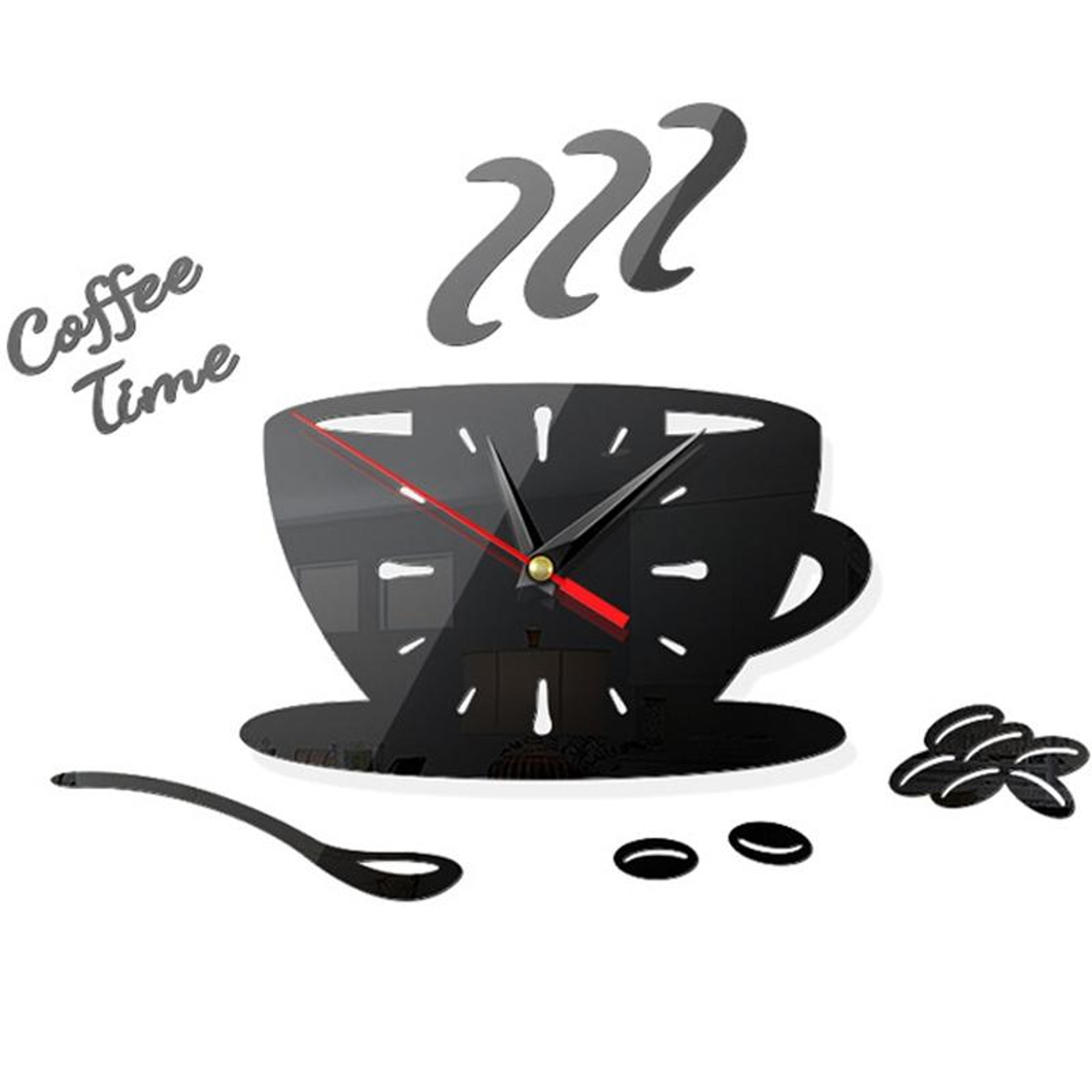 coffee time 3d acrylic mirror wall clock silent diy wall decor for home & office