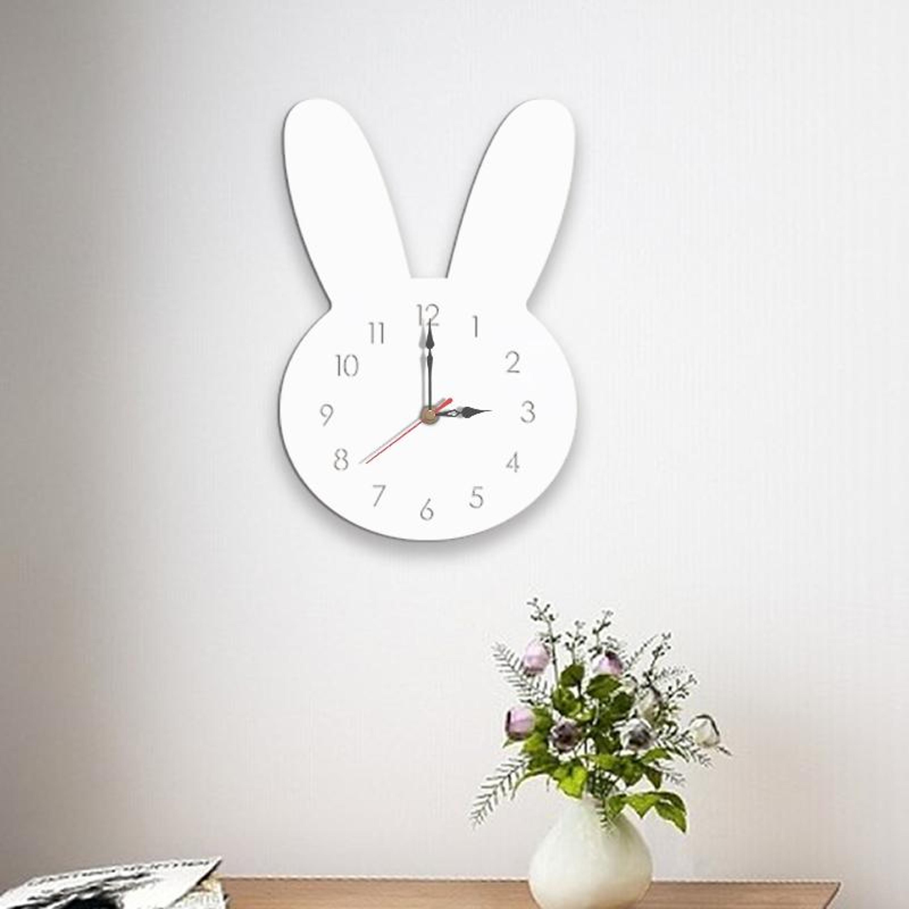 silent rabbit wall clock for kids room & nursery decor acrylic cartoon decorative wall clock