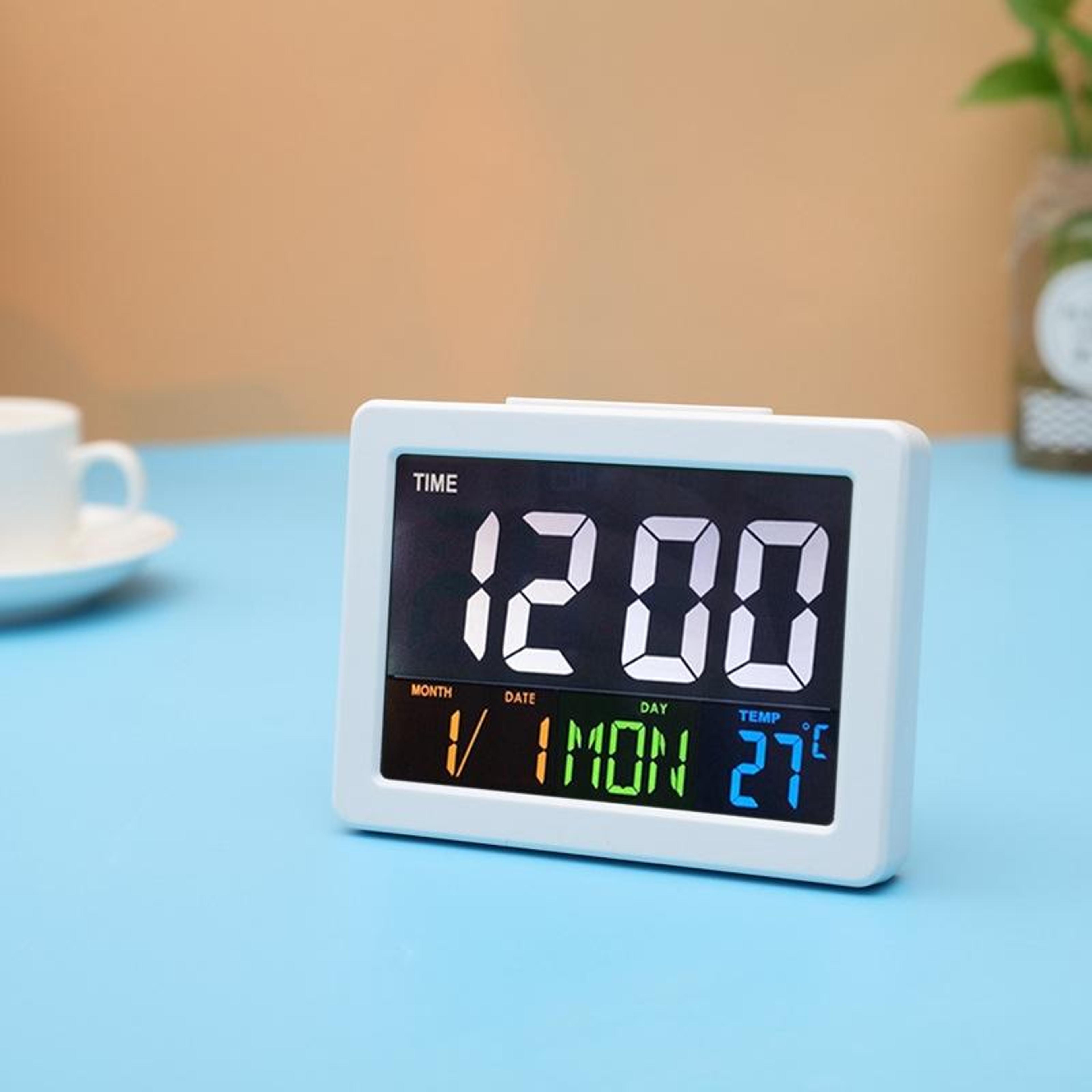 smart lcd digital alarm clock with temperature display, date & snooze function