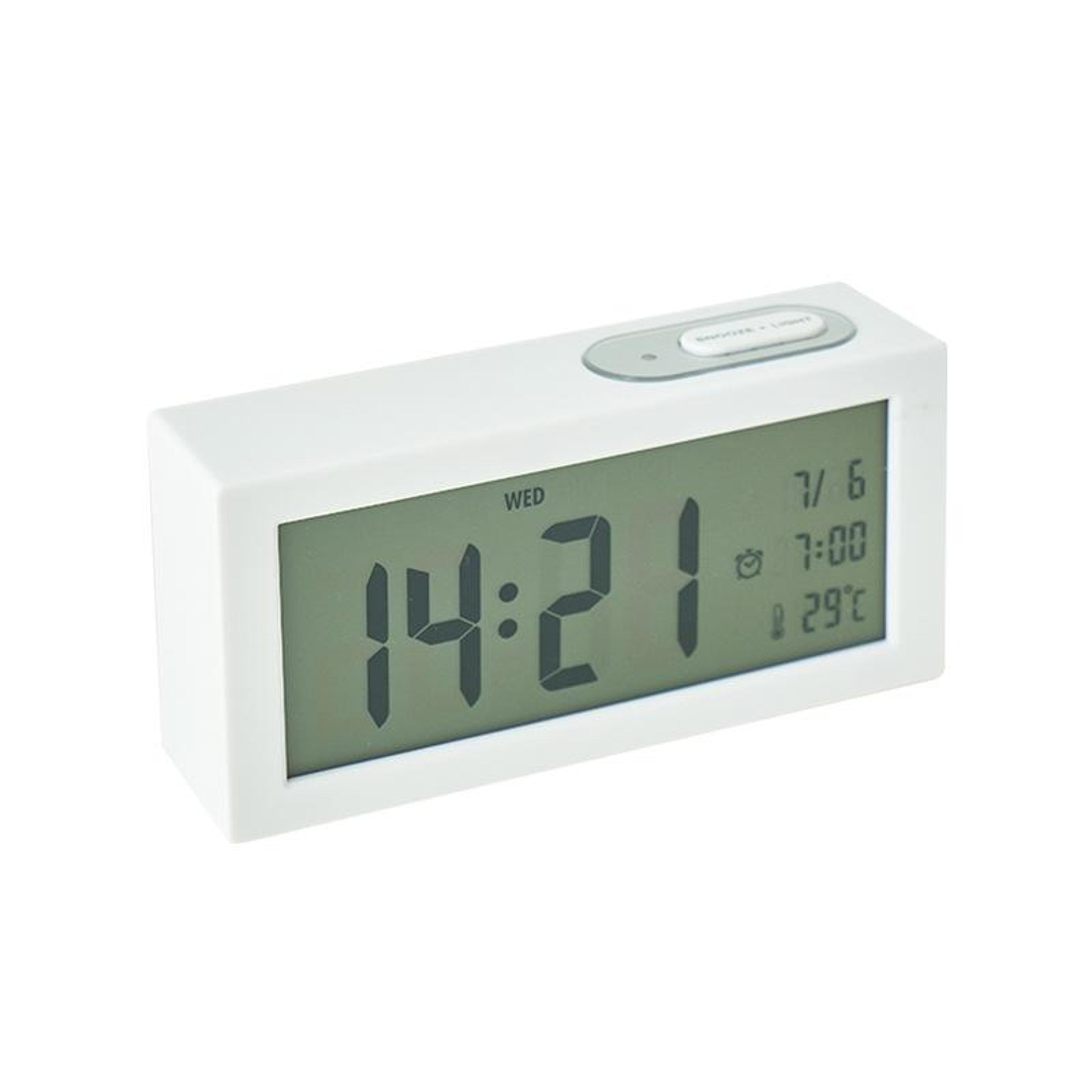 smart bedside digital alarm clock with lcd display, temperature monitor & auto night sensor