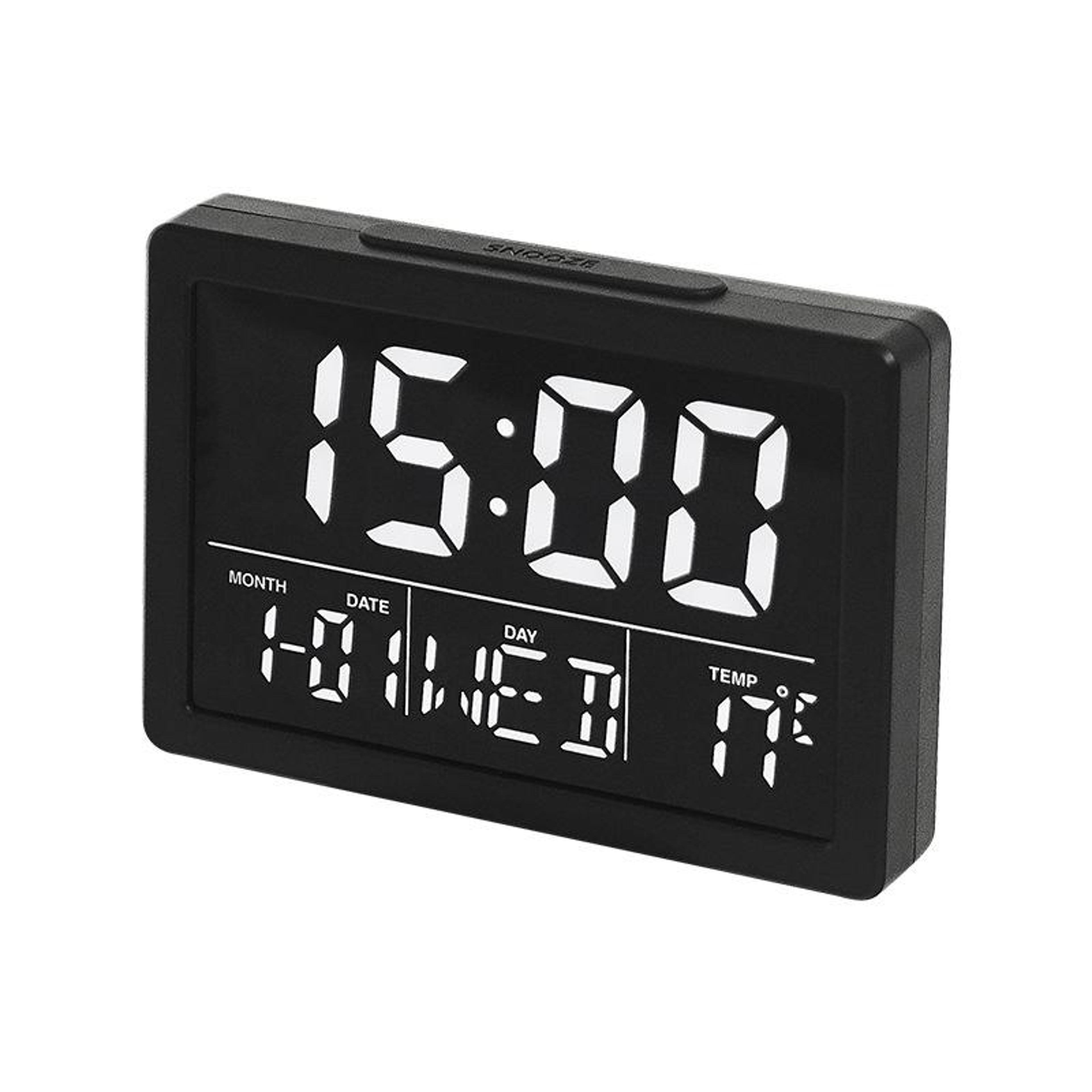 smart large display led alarm clock with temperature monitor & snooze function
