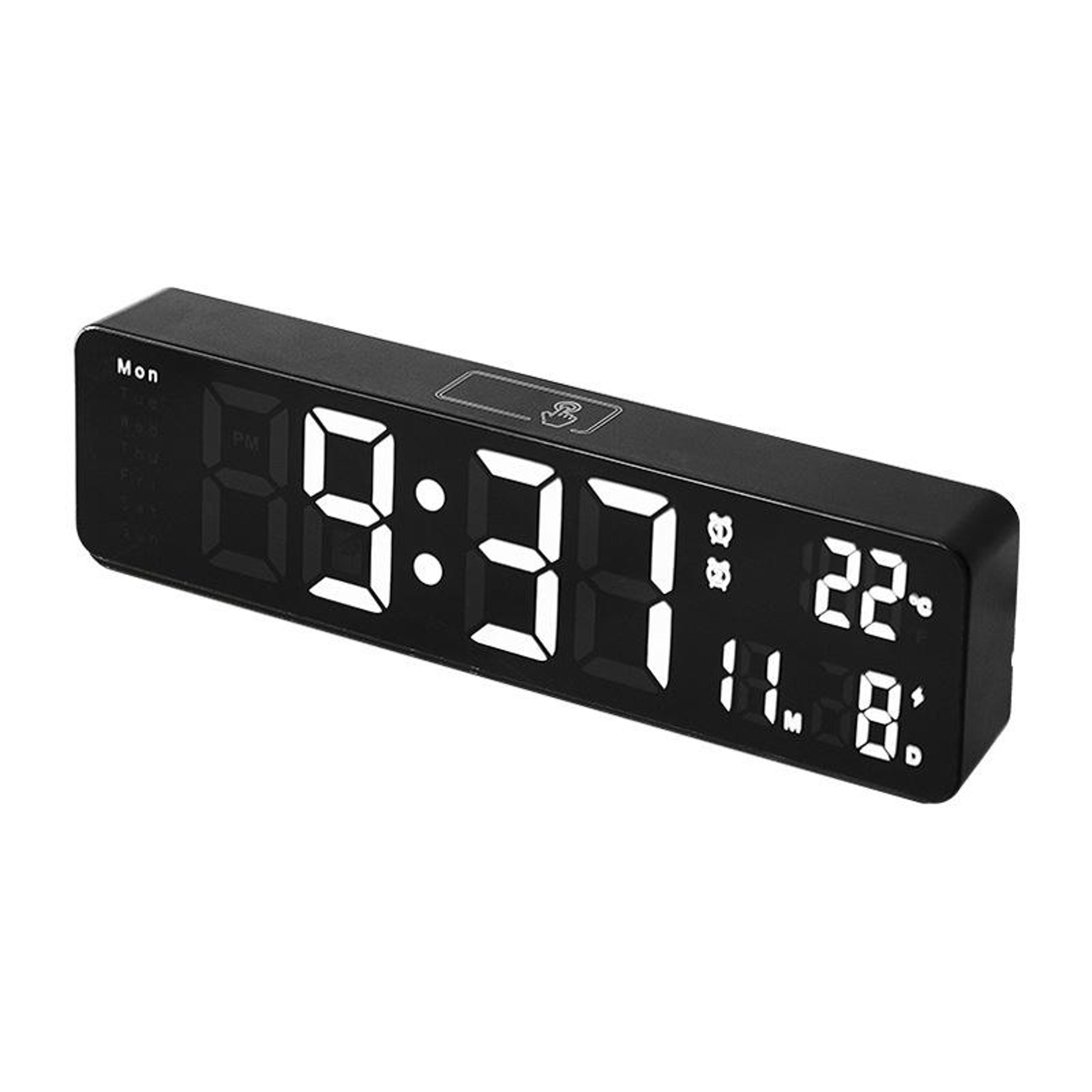 smart led digital alarm clock with temperature display, dual alarms & adjustable brightness