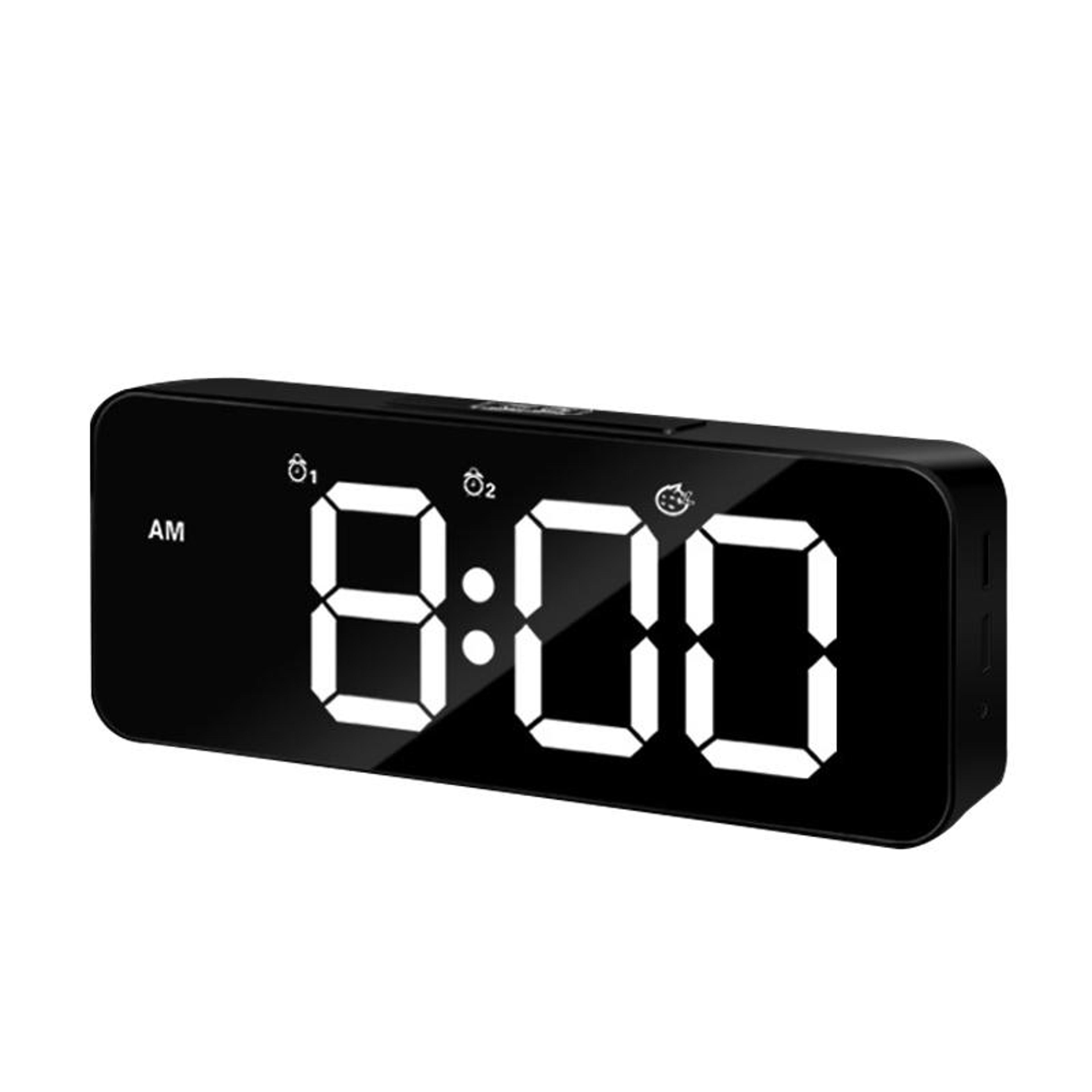 smart led voice control alarm clock with dual usb charging & music wake up