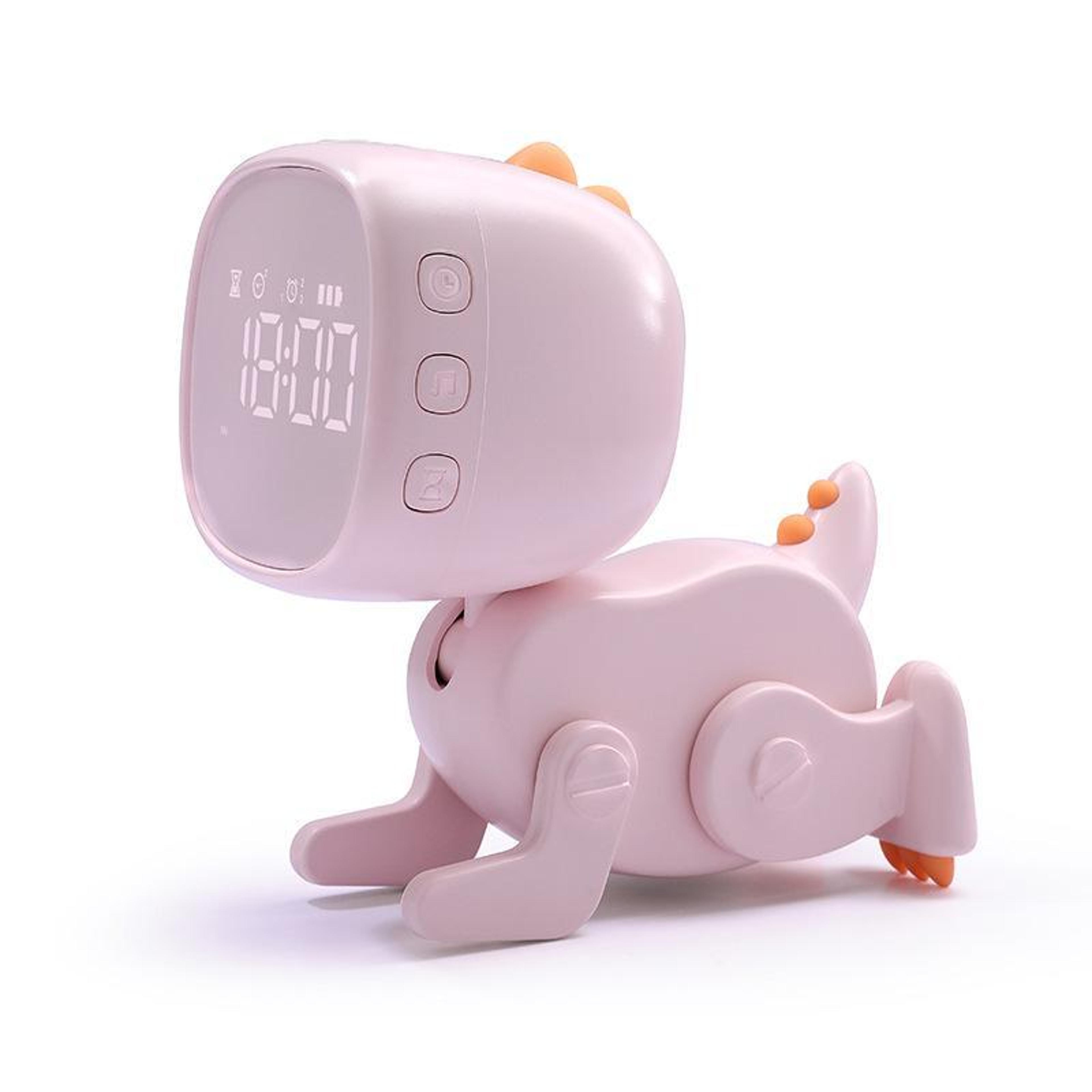 dinoglow usb rechargeable led alarm clock night light with timer & countdown