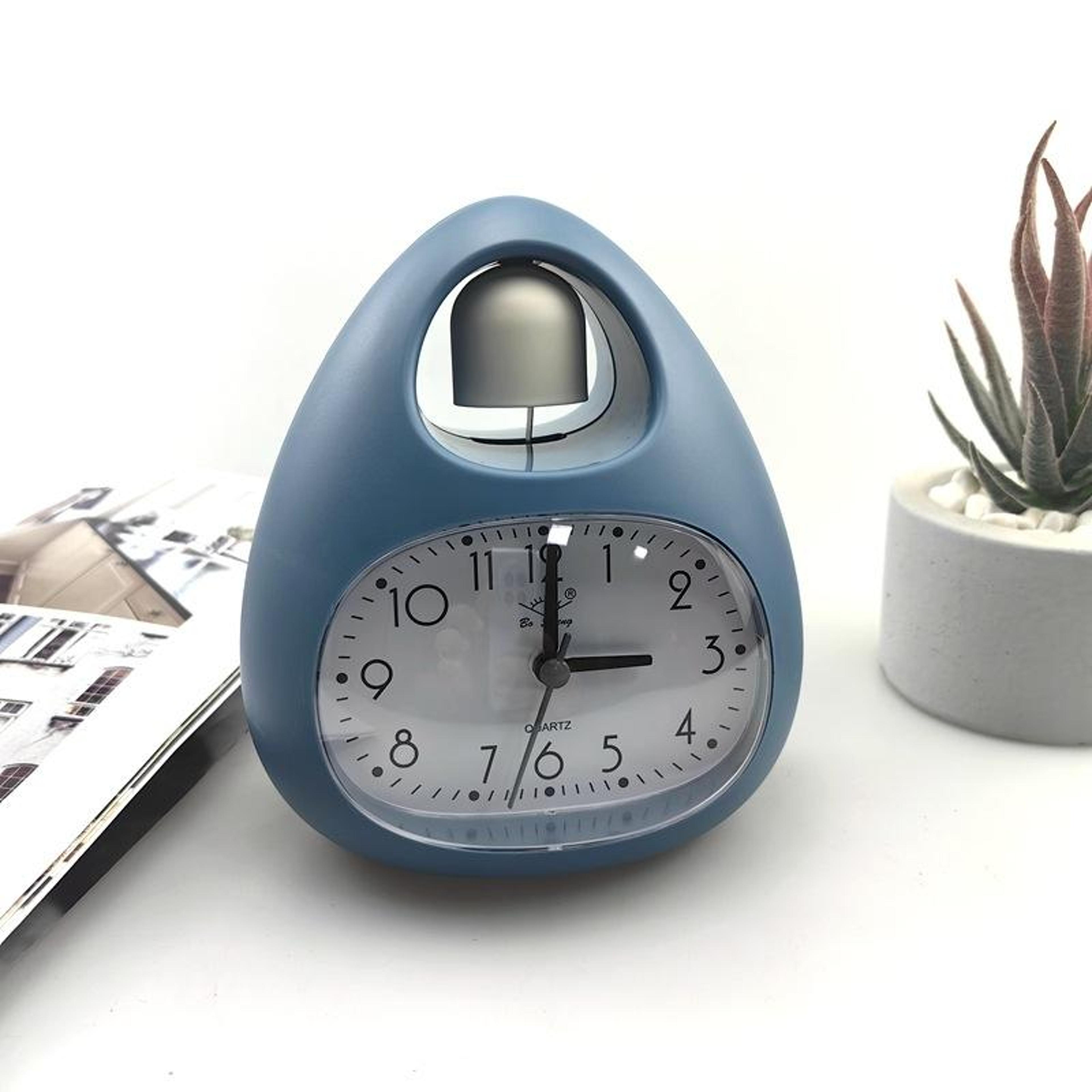cute egg shaped kids alarm clock with bell top for bedroom & bedside