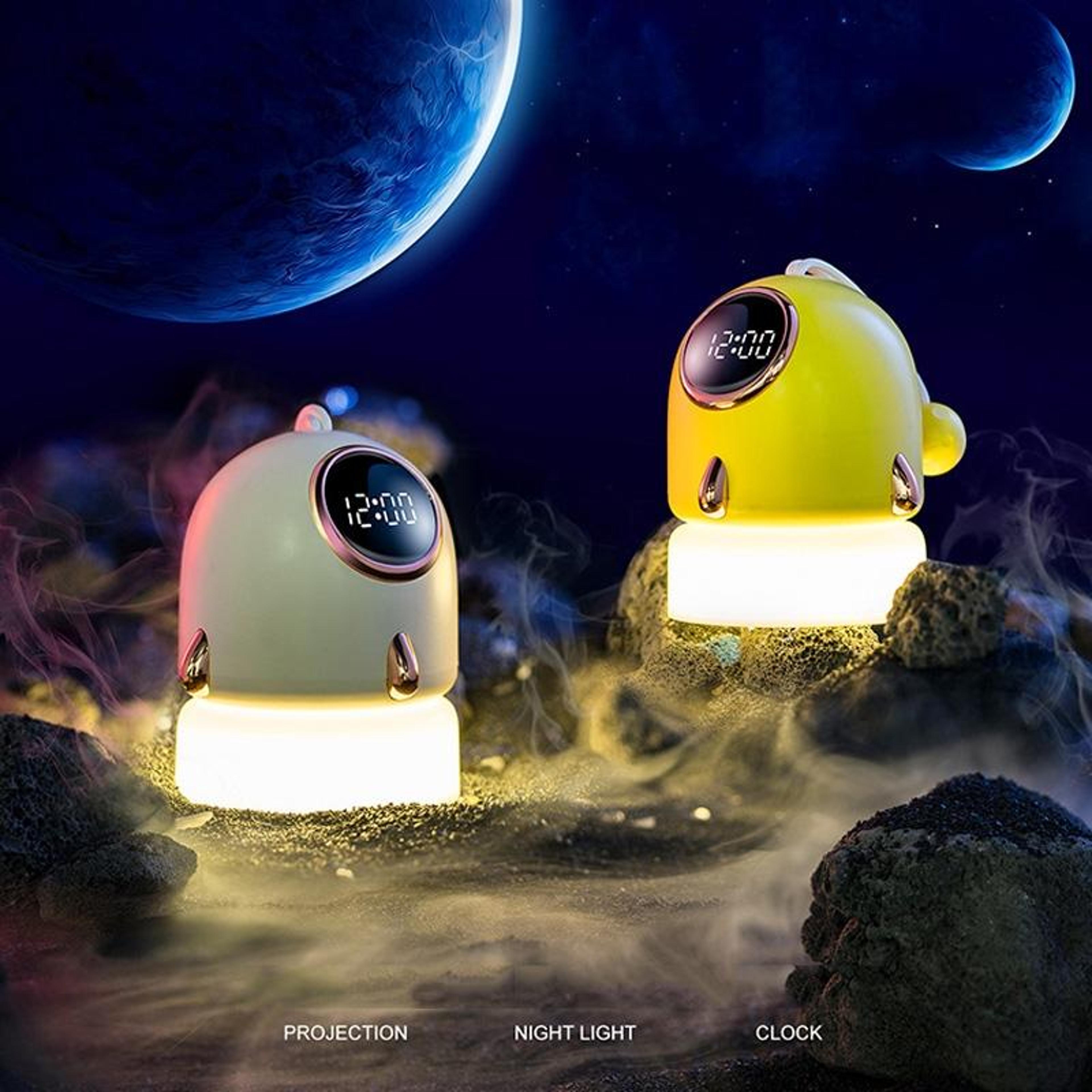 rocketglow kids projection alarm clock with led night light & star projector