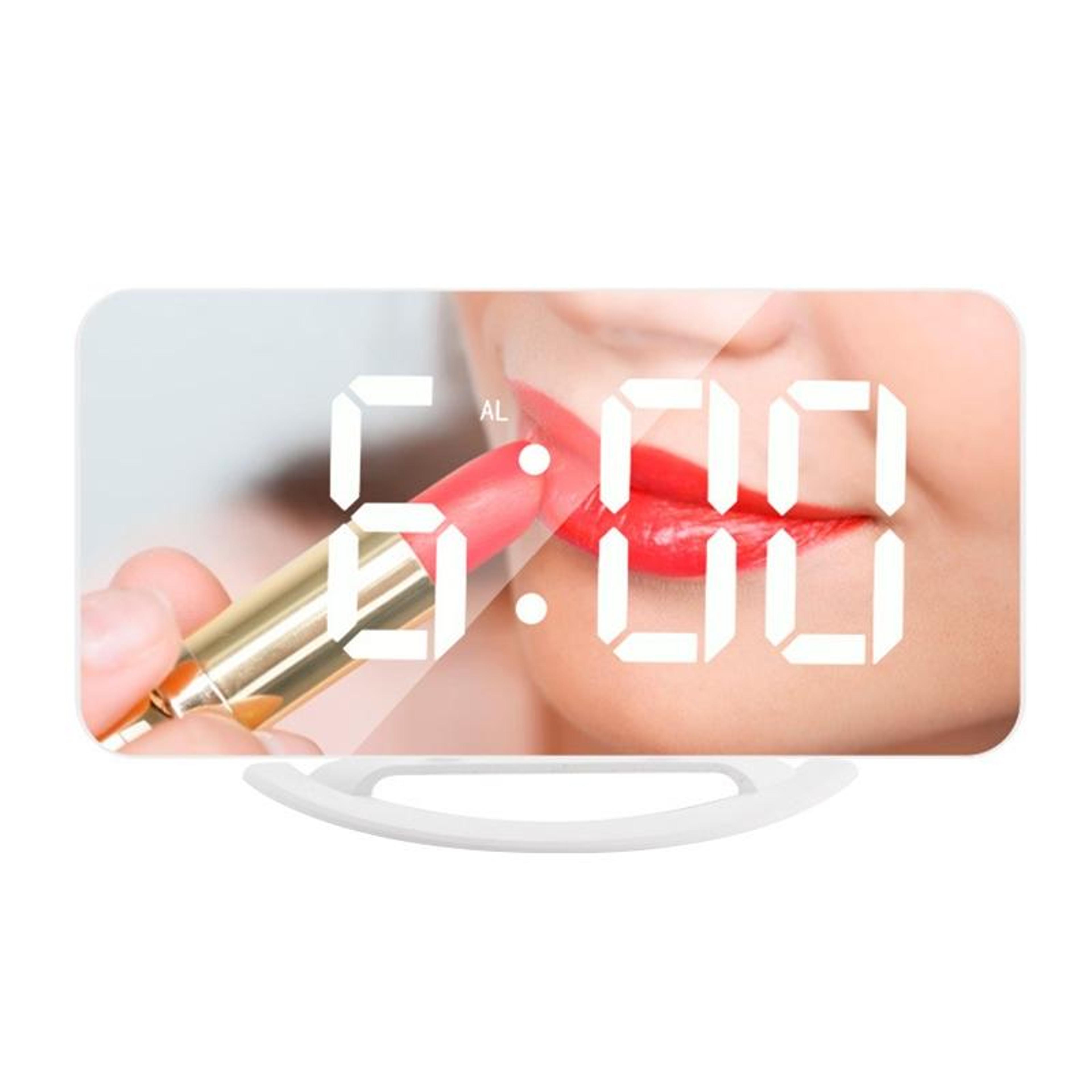 glowtime led mirror alarm clock with auto brightness & usb charging