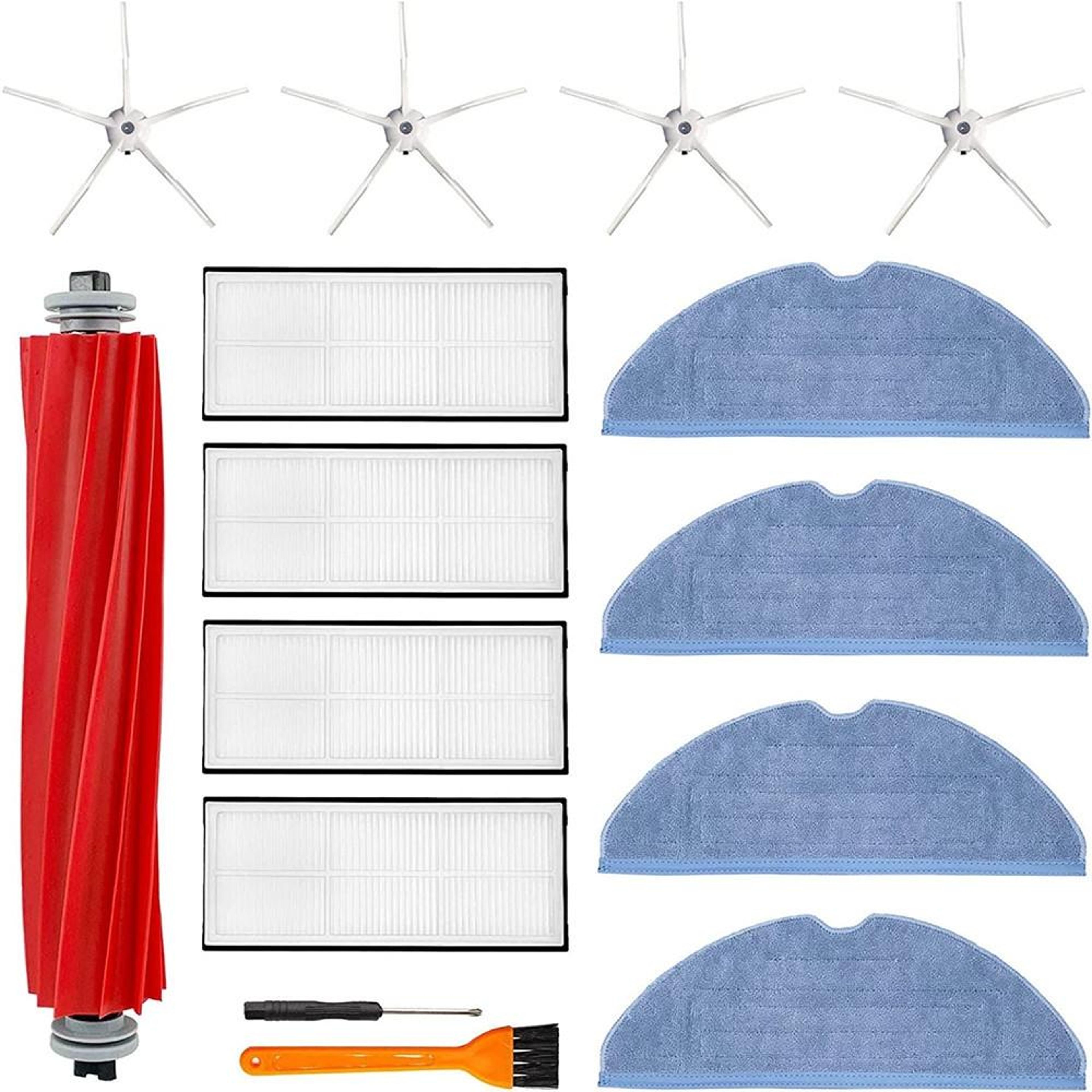 roborock s7 replacement kit 15-piece robot vacuum accessories with filters, mop pads & roller brush