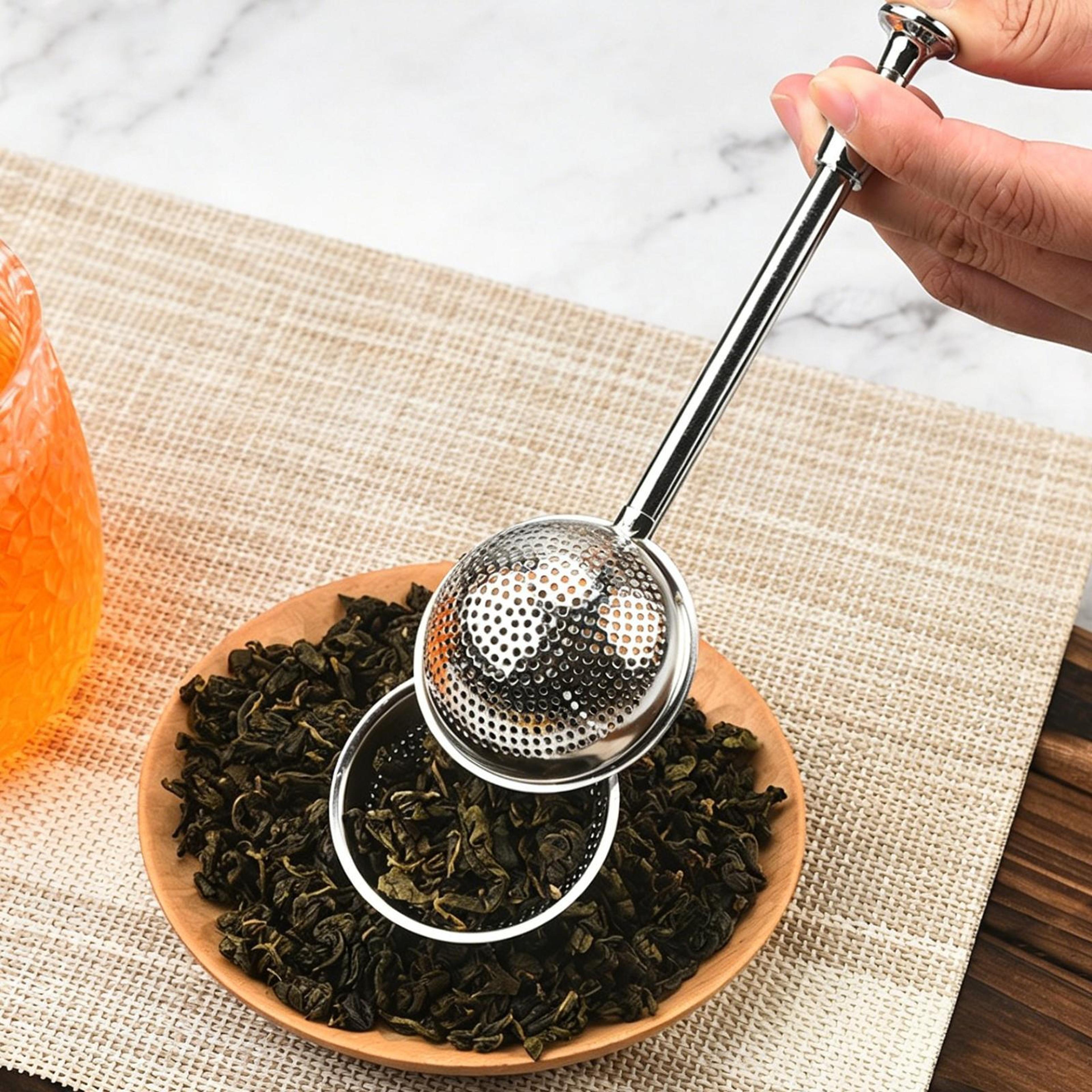 lscook stainless steel tea infuser fine mesh tea strainer with telescopic handle