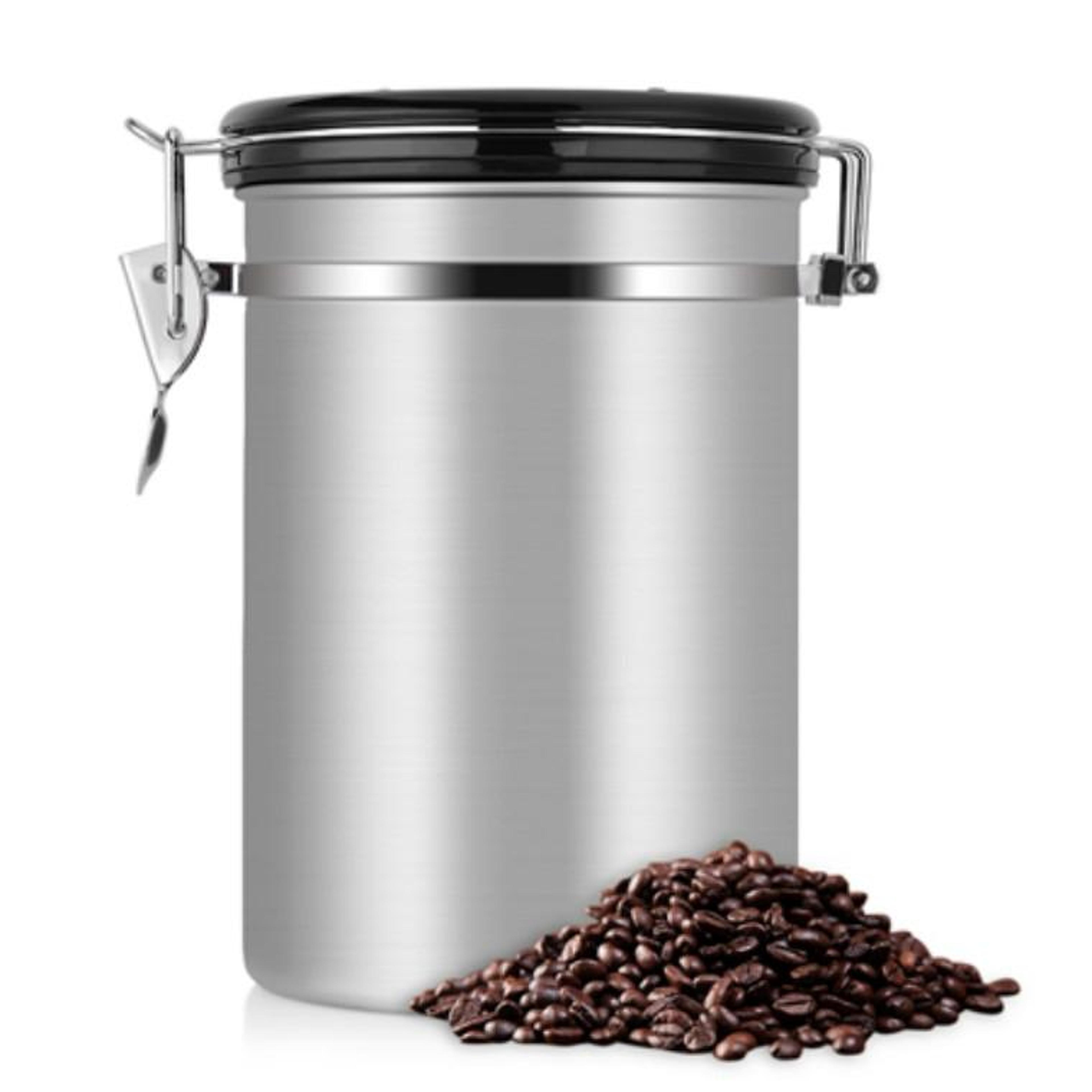airtight stainless steel coffee storage container with date tracker for coffee beans tea sugar and dry foods