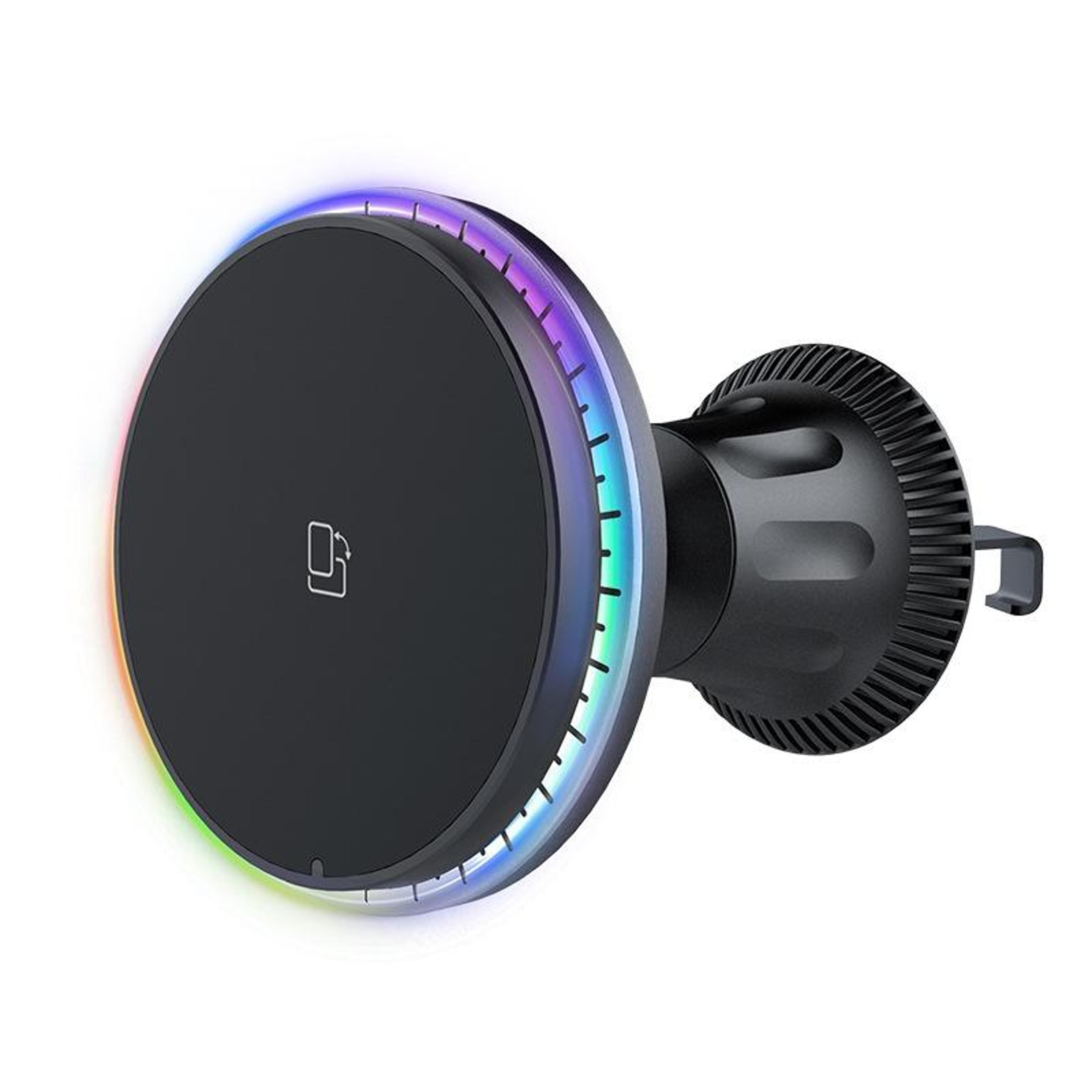 15w magnetic wireless car charger magsafe car mount phone holder with 360 degree rotation and ambient light