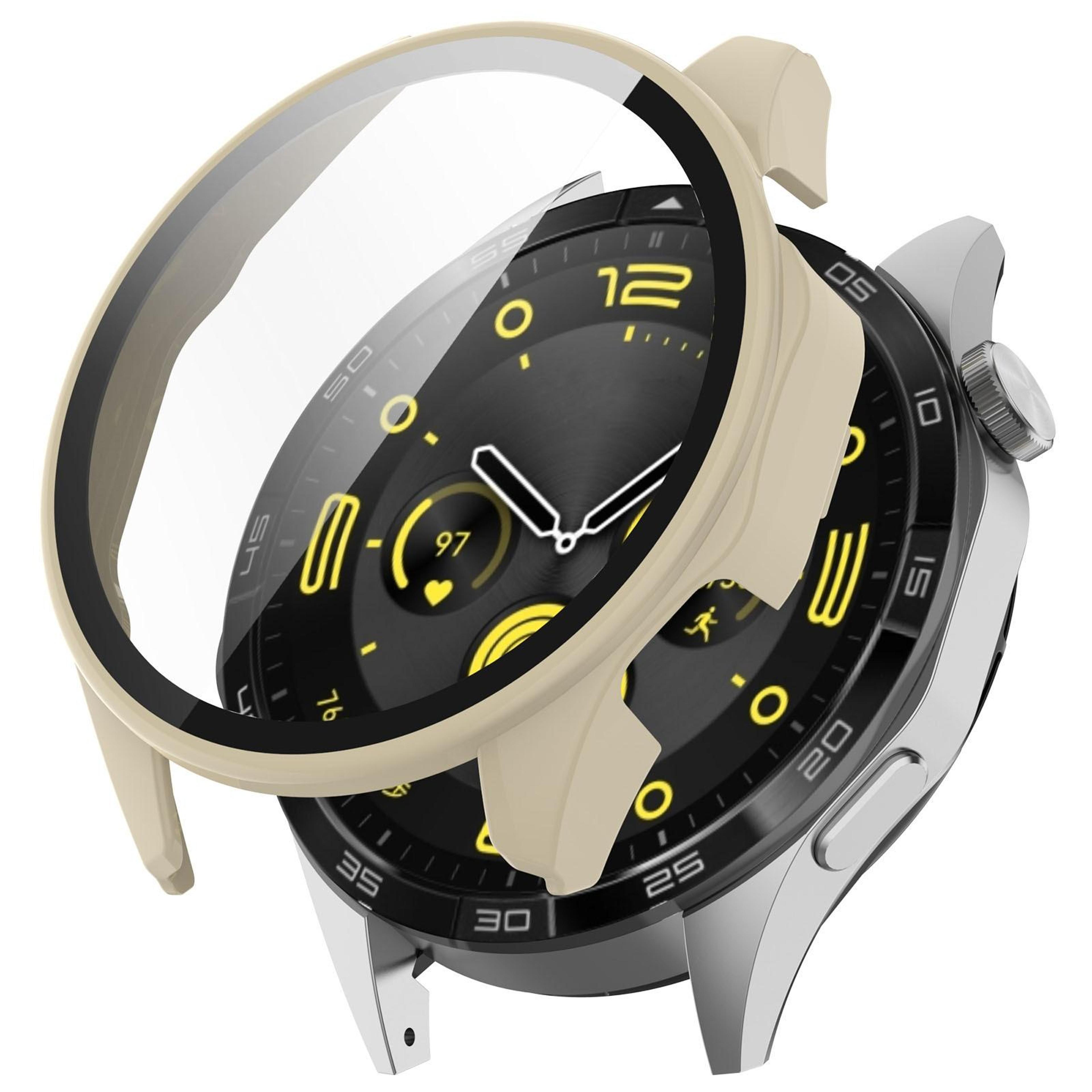 huawei watch gt 4 46mm pc tempered glass full coverage protective case with screen protector