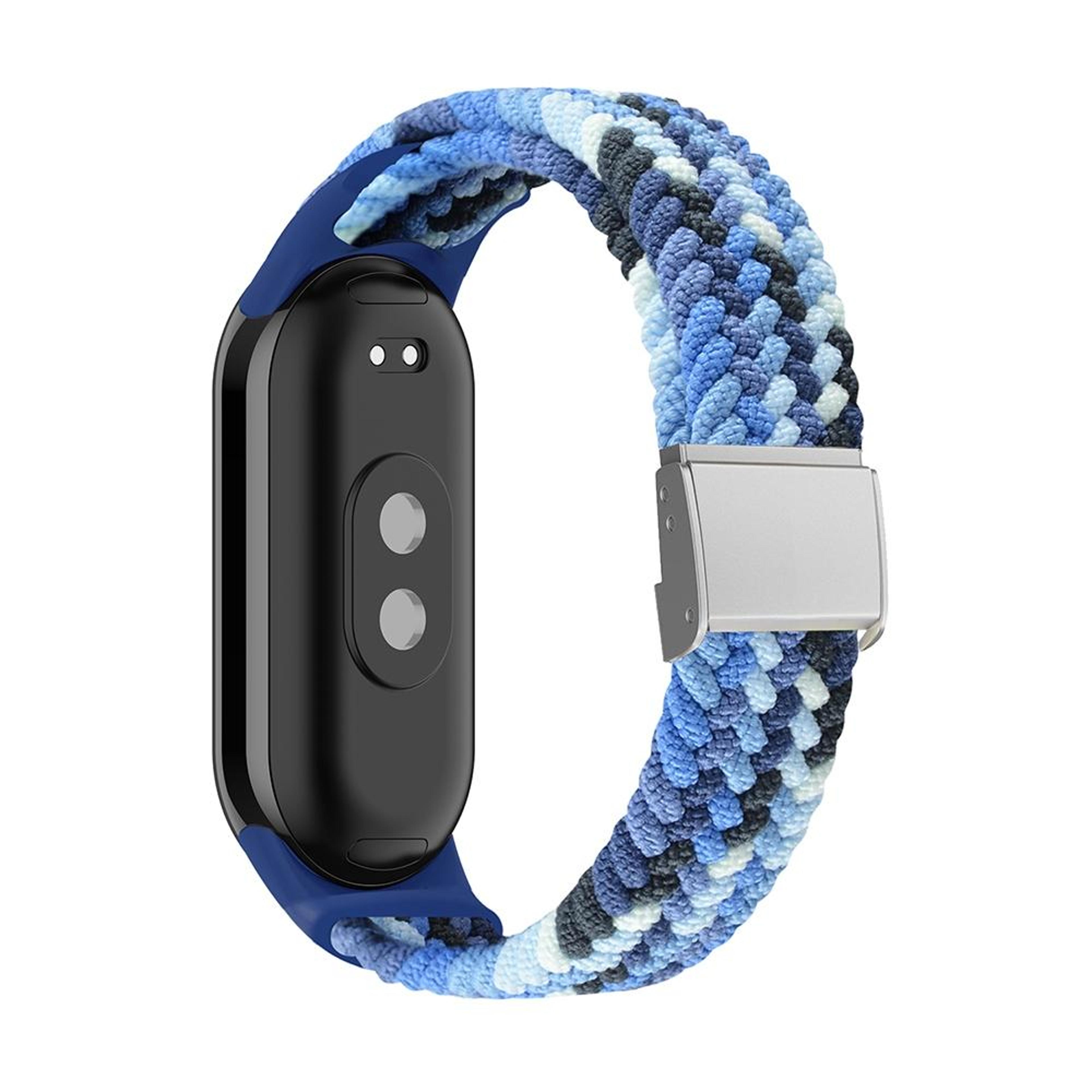 xiaomi mi band 8 nylon watch band adjustable braided watch strap with steel buckle