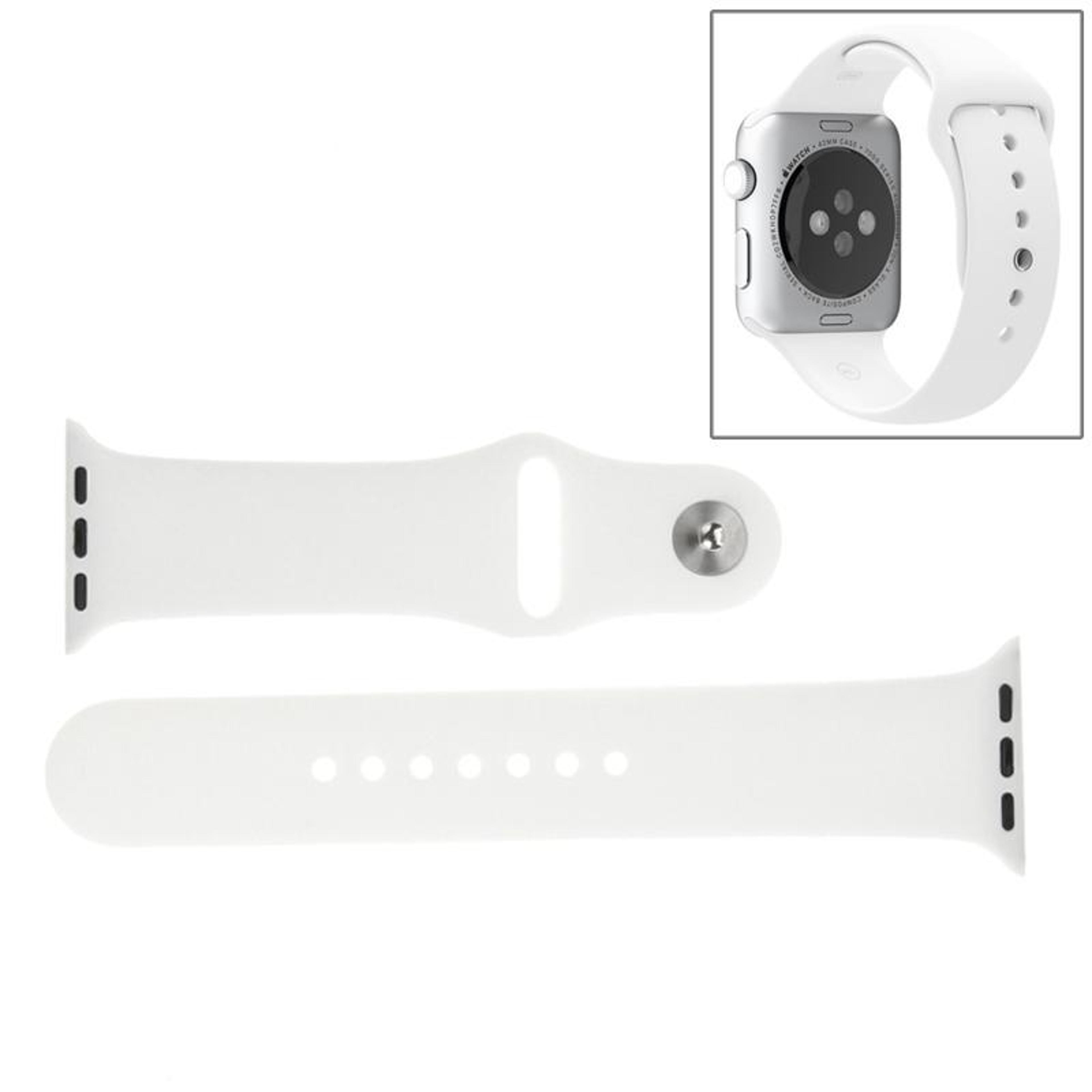 apple watch sport band 38mm soft silicone replacement strap with secure pin and tuck closure