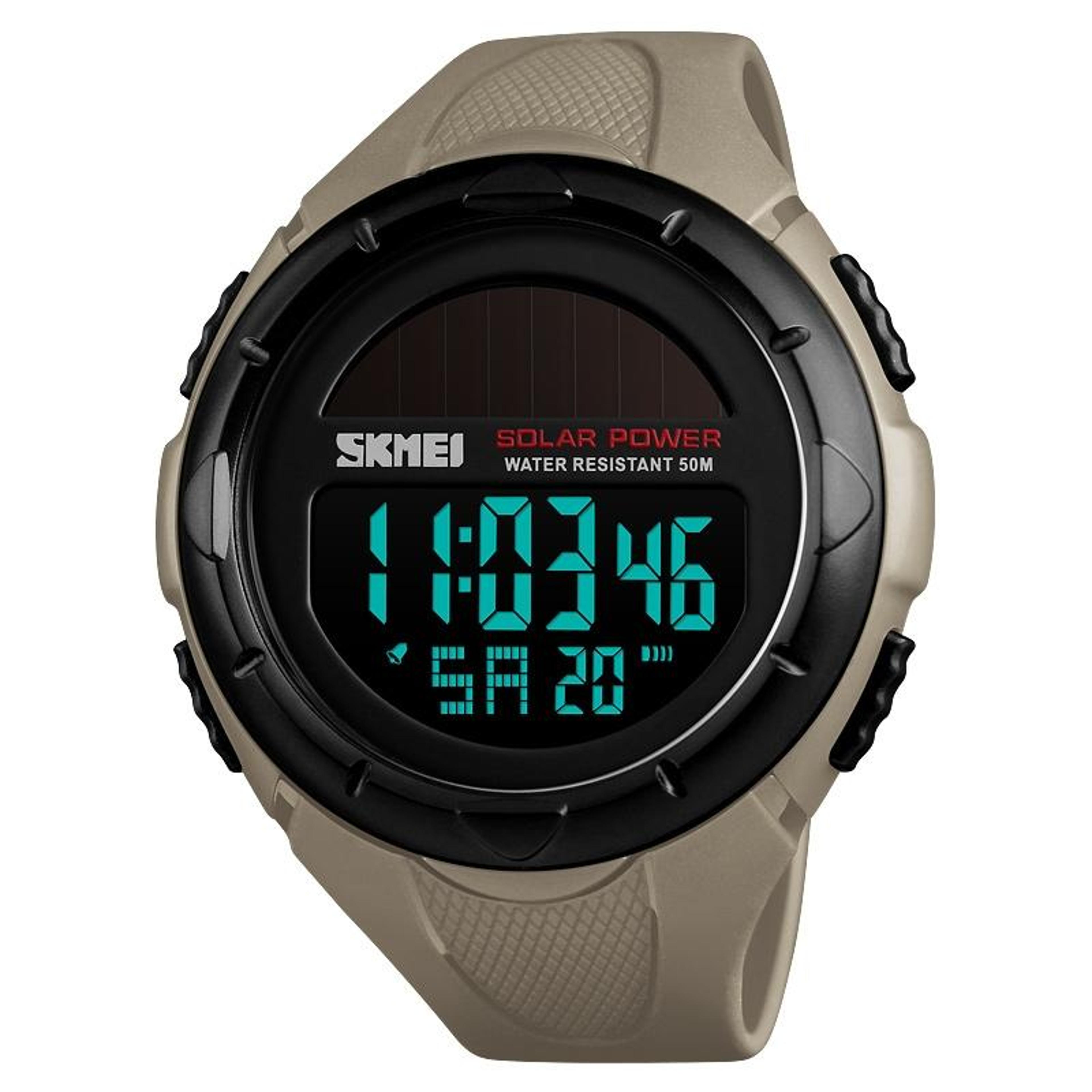 skmei 1405 solar powered digital watch 50m waterproof sports watch for men with el backlight alarm stopwatch