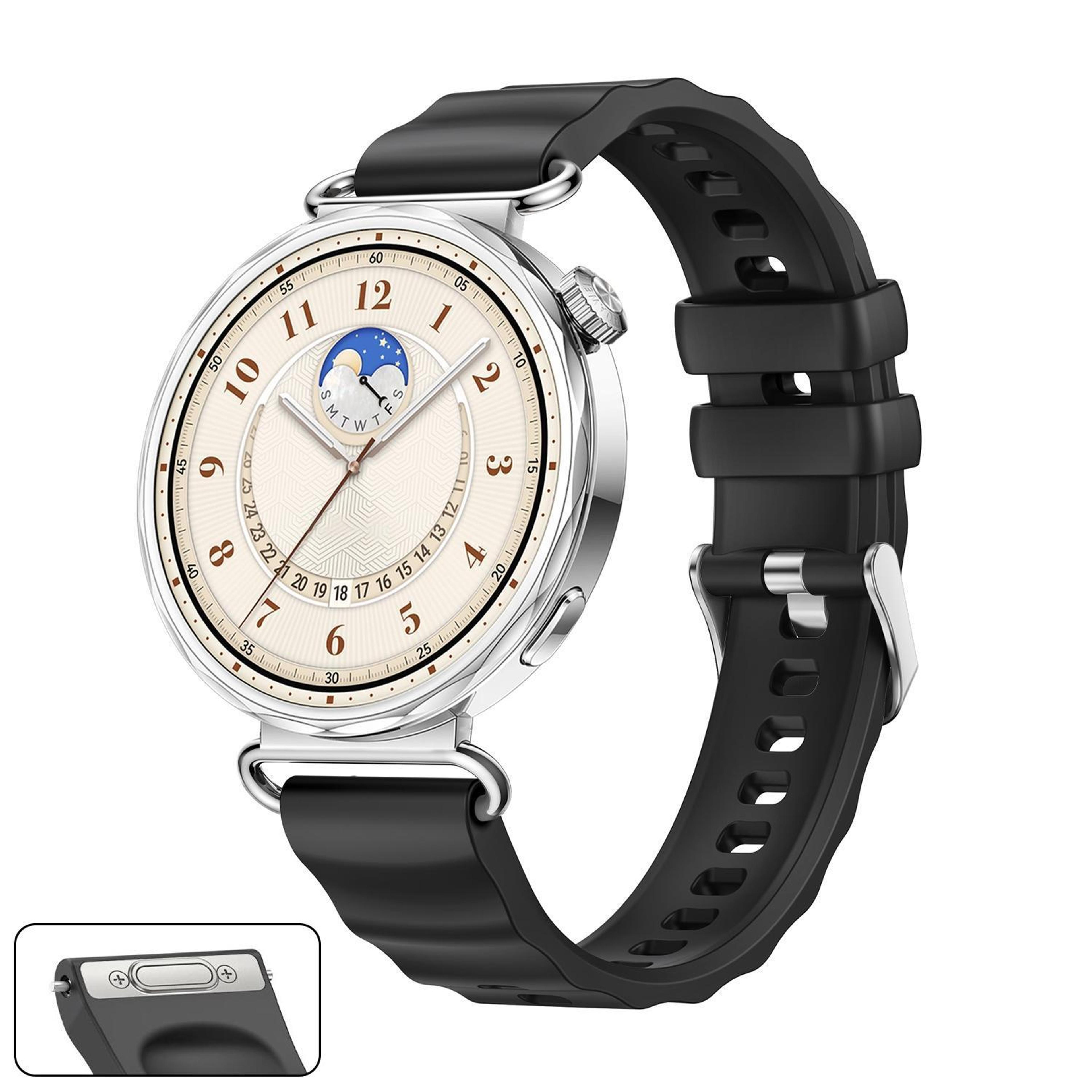 huawei watch gt 6 41mm silicone watch band quick release replacement strap with silver buckle