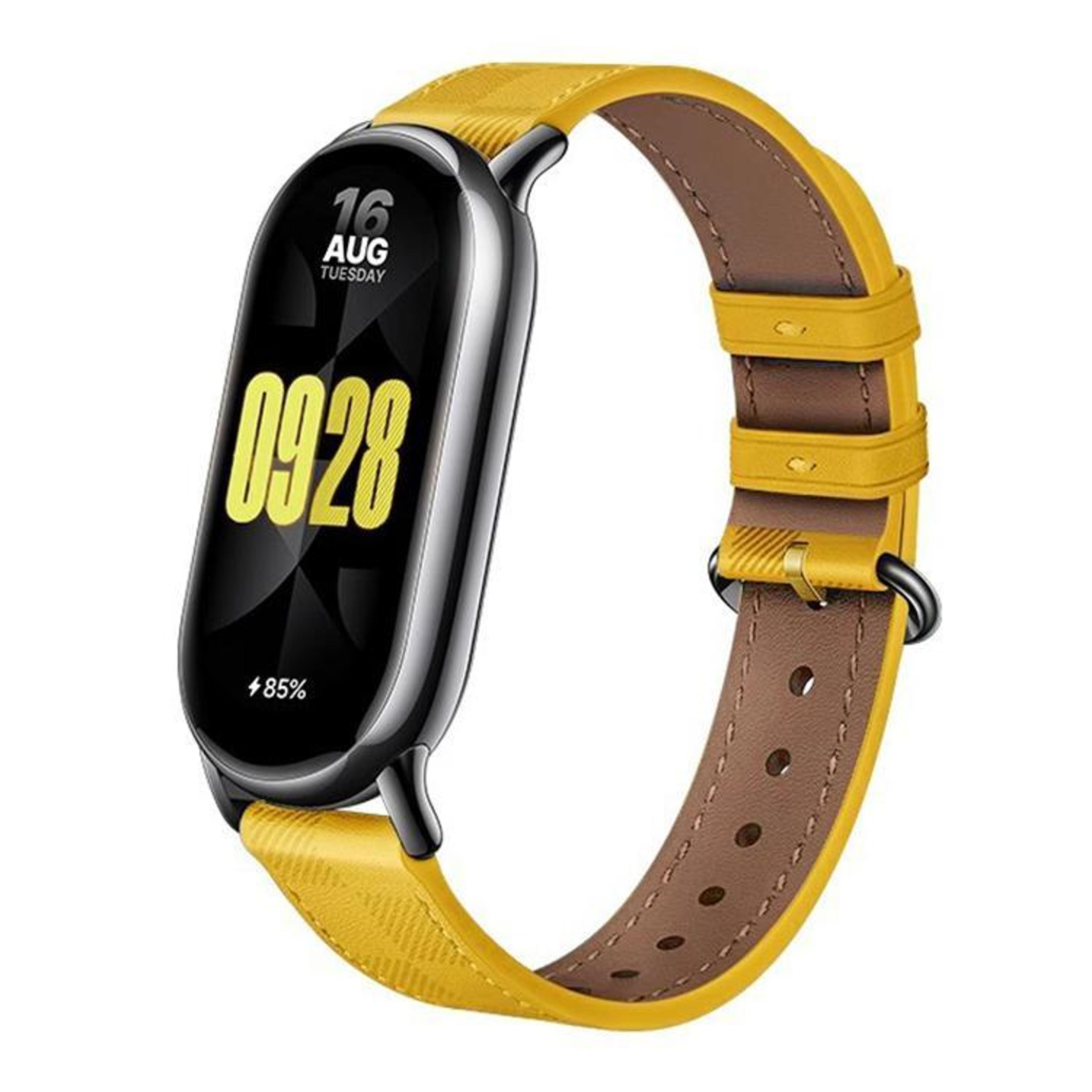 xdfind leather watch band for xiaomi smart band 10 9 8 adjustable replacement strap with plaid texture