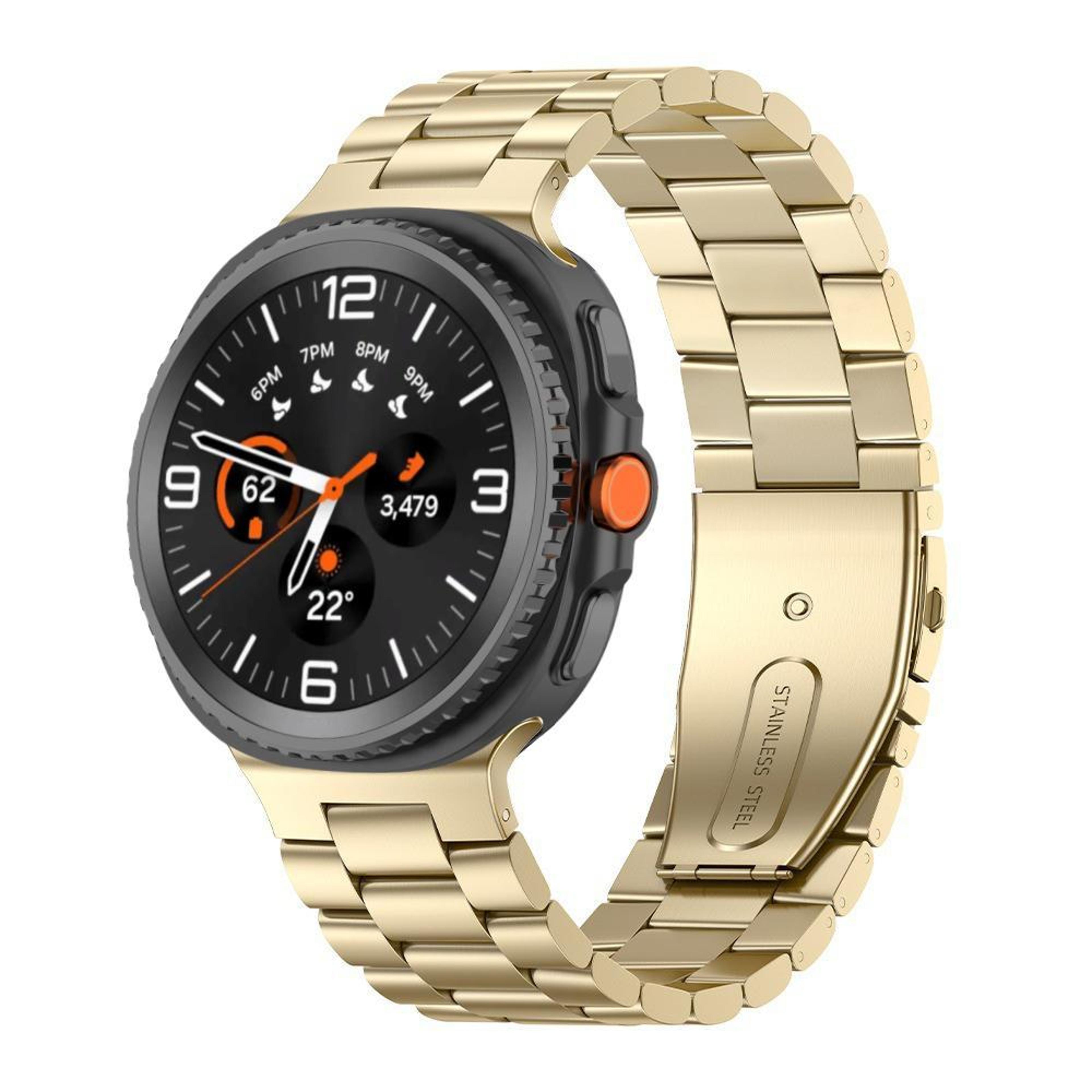 premium samsung galaxy watch8 band stainless steel three bead replacement strap for watch8 classic