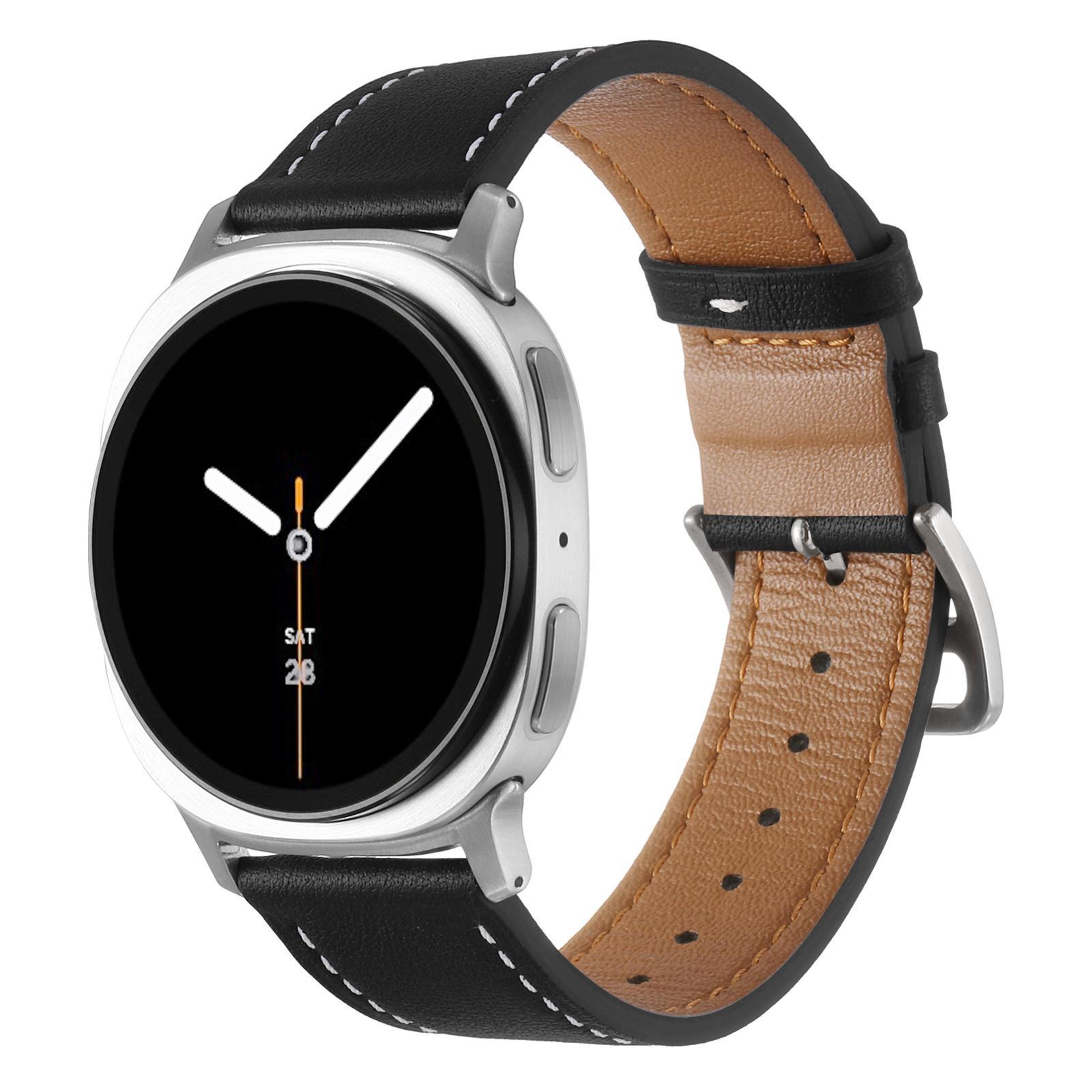 samsung galaxy watch8 genuine leather watch band with stainless steel buckle