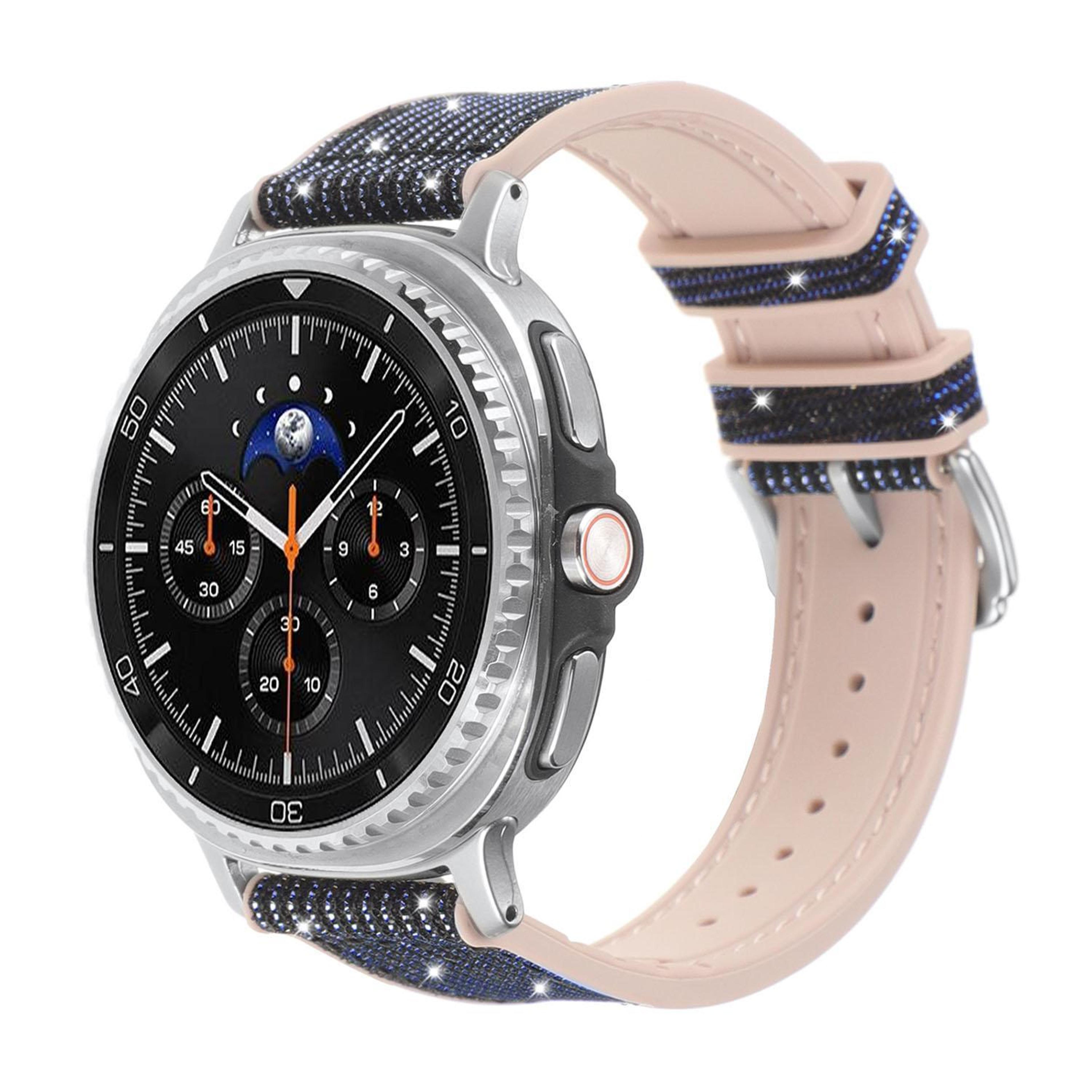 samsung galaxy watch8 & watch8 classic glitter silicone watch band with vegan leather strap