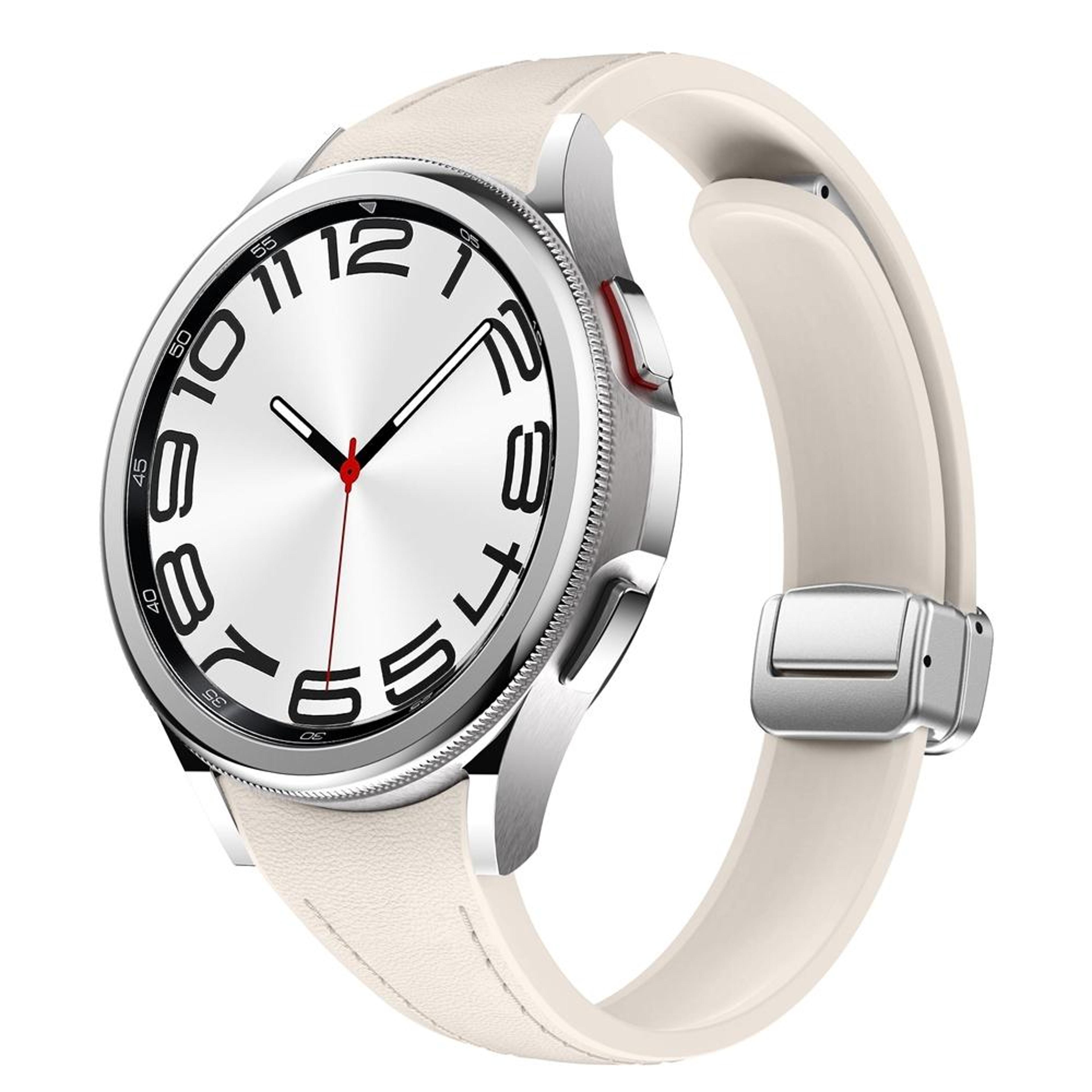 samsung galaxy watch 6 magnetic leather silicone watch band slim adjustable replacement strap