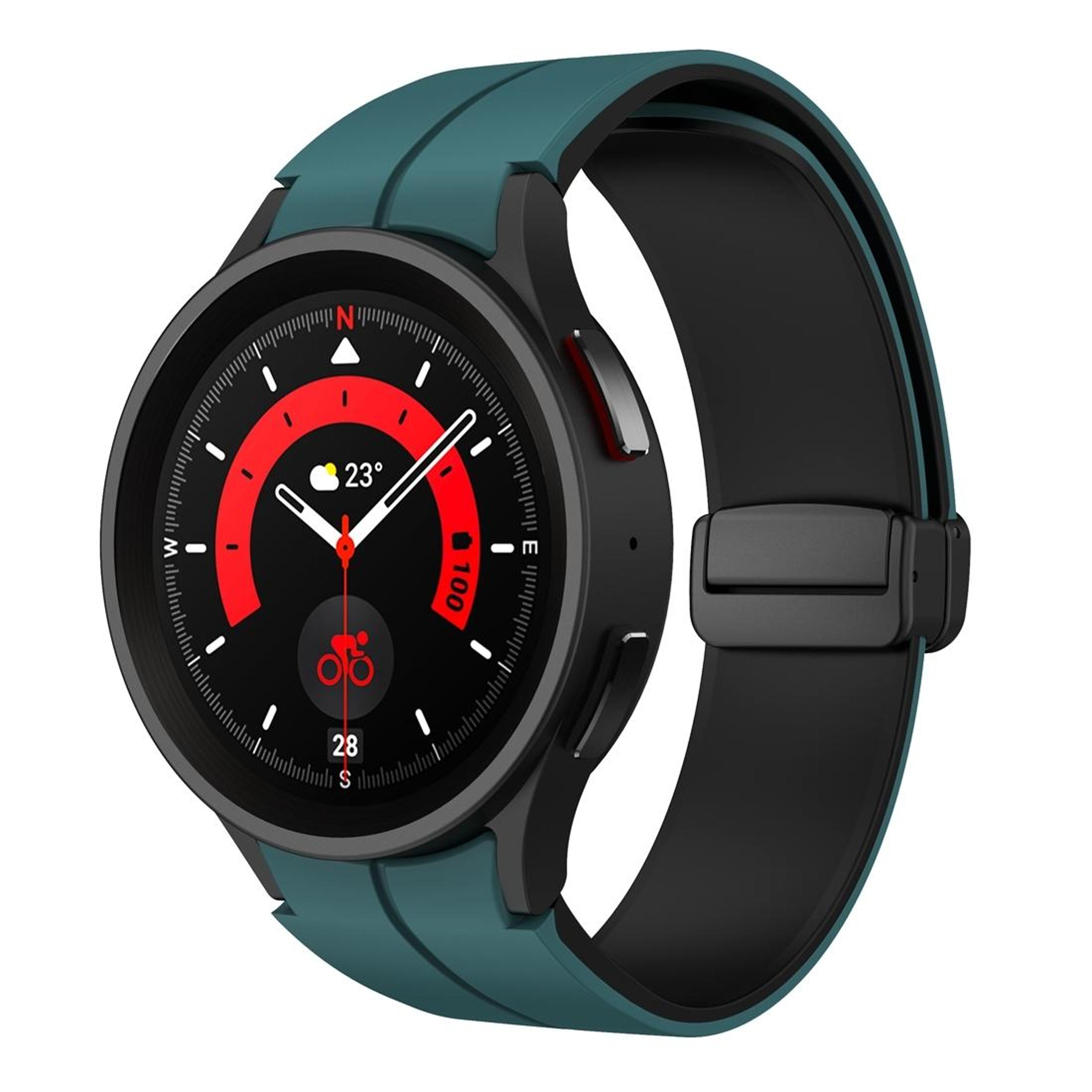 samsung galaxy watch 6 magnetic silicone watch band dual color 20mm folding buckle strap